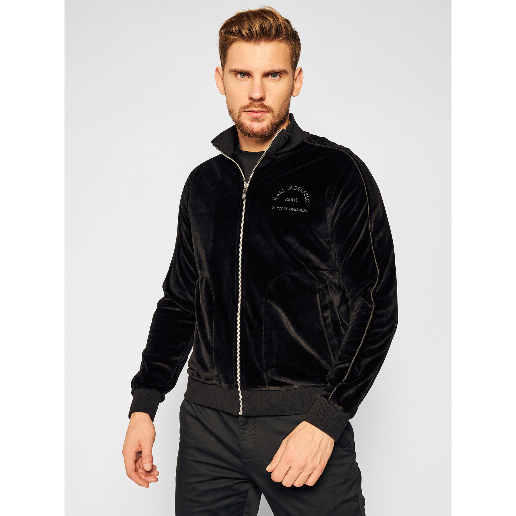 KARL LAGERFELD Bluză Sweat Zip 705029 502912 Negru Regular Fit - Pled.ro