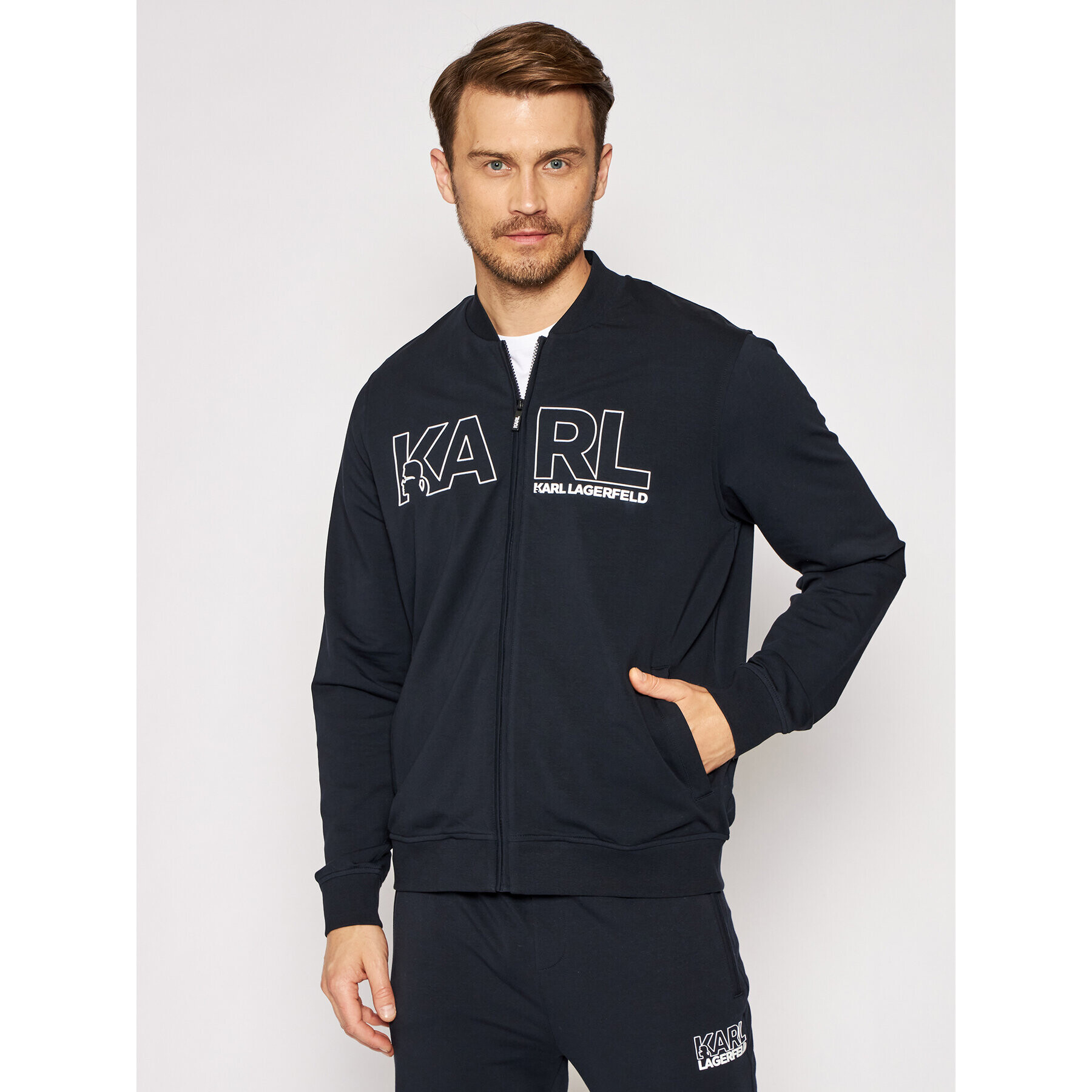 KARL LAGERFELD Bluză Sweat Zip 705034 511902 Bleumarin Regular Fit - Pled.ro