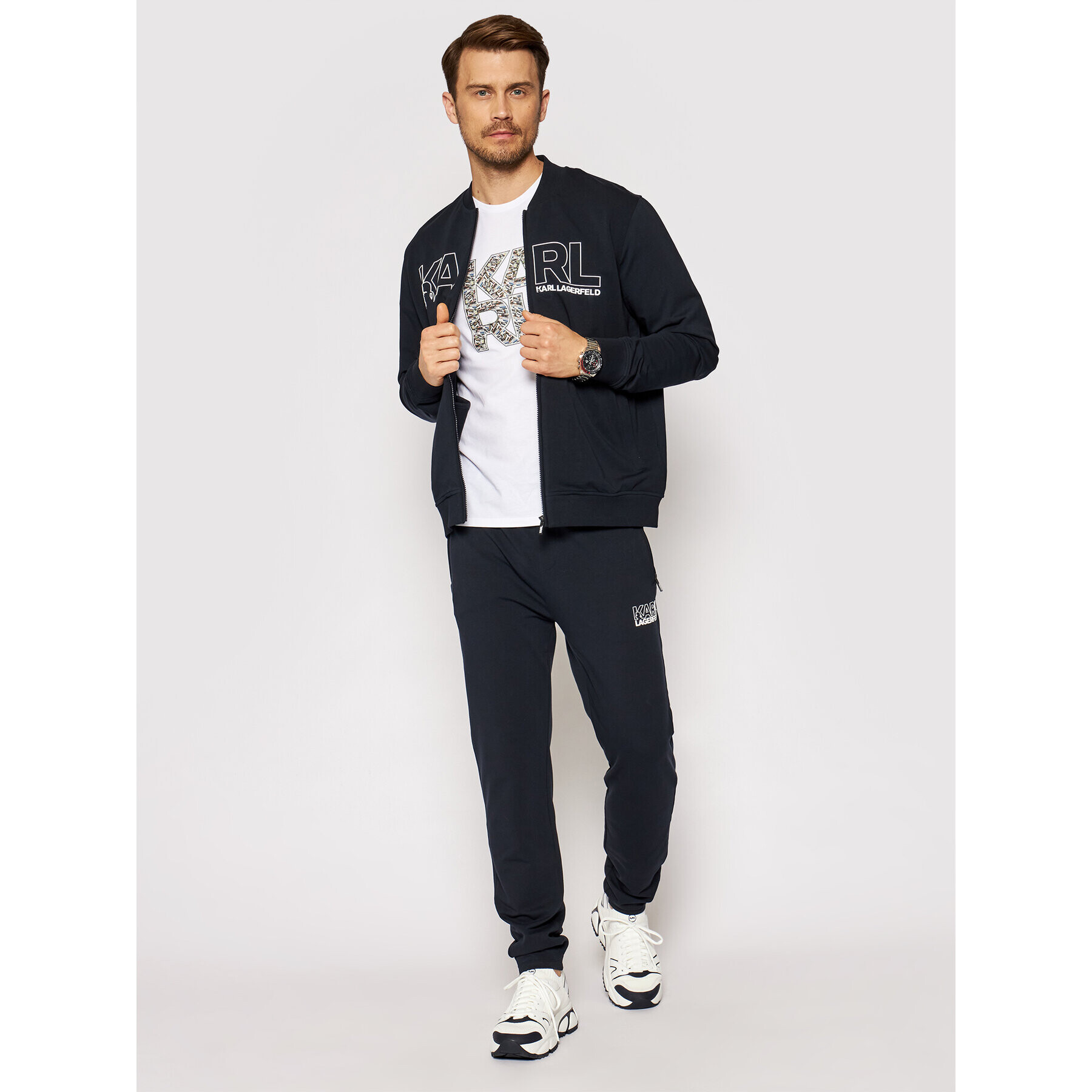 KARL LAGERFELD Bluză Sweat Zip 705034 511902 Bleumarin Regular Fit - Pled.ro