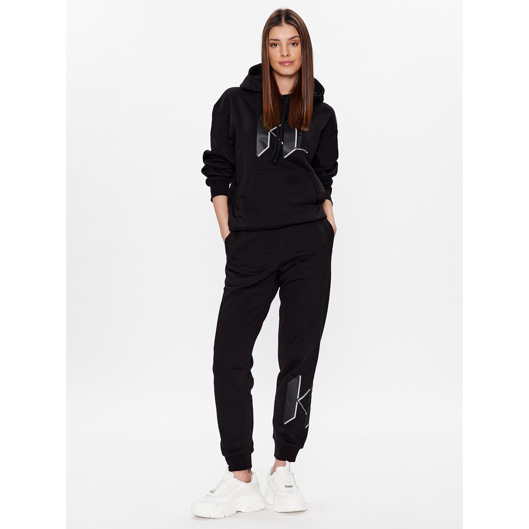 KARL LAGERFELD Bluză Unisex 225W2183 Negru Relaxed Fit - Pled.ro