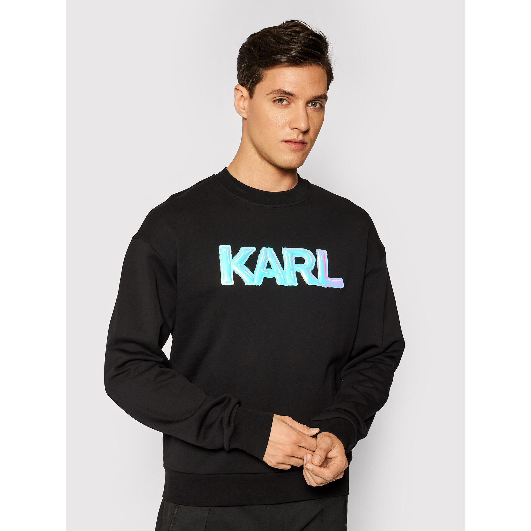 KARL LAGERFELD Bluză Unisex Balloon Logo 211U1804 Negru Regular Fit - Pled.ro