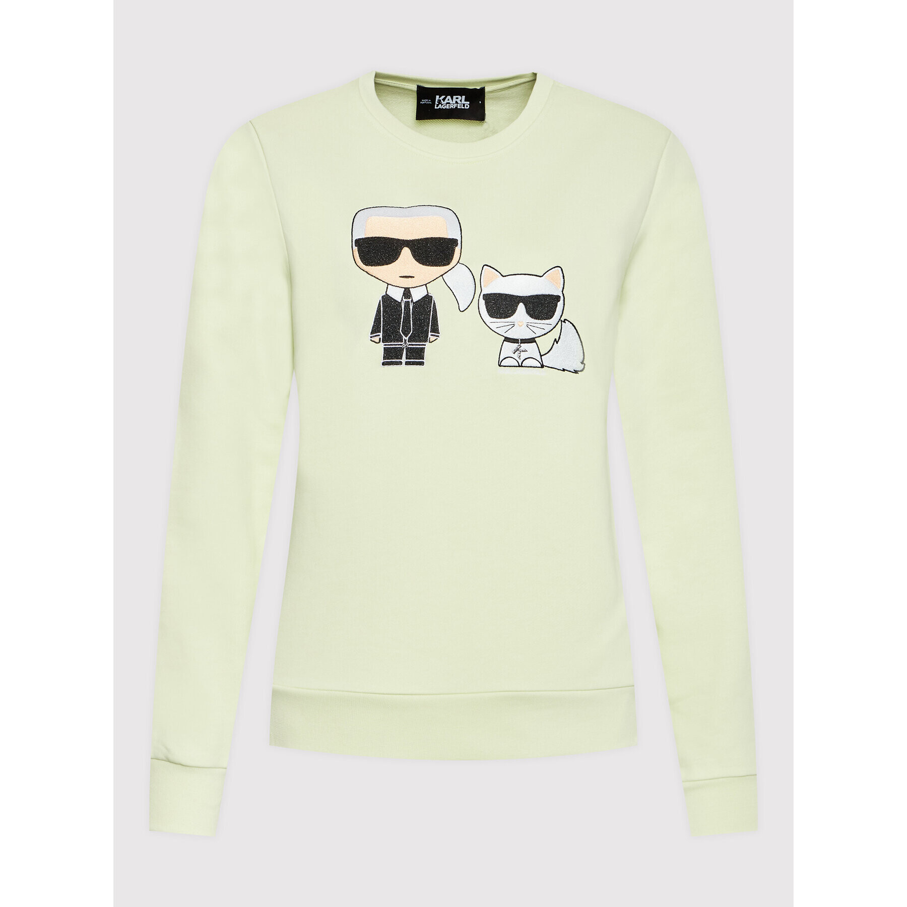 KARL LAGERFELD Bluză Ikonik Choupette 210W1821 Verde Regular Fit - Pled.ro