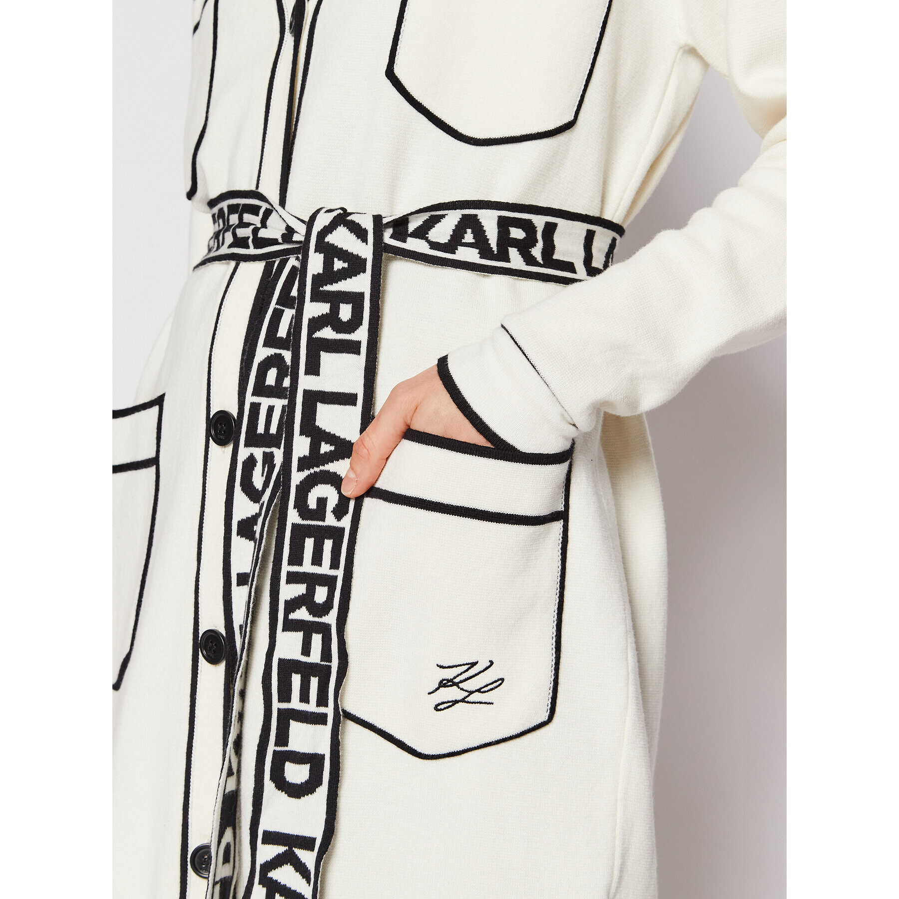 KARL LAGERFELD Cardigan 221W2003 Bej Relaxed Fit - Pled.ro