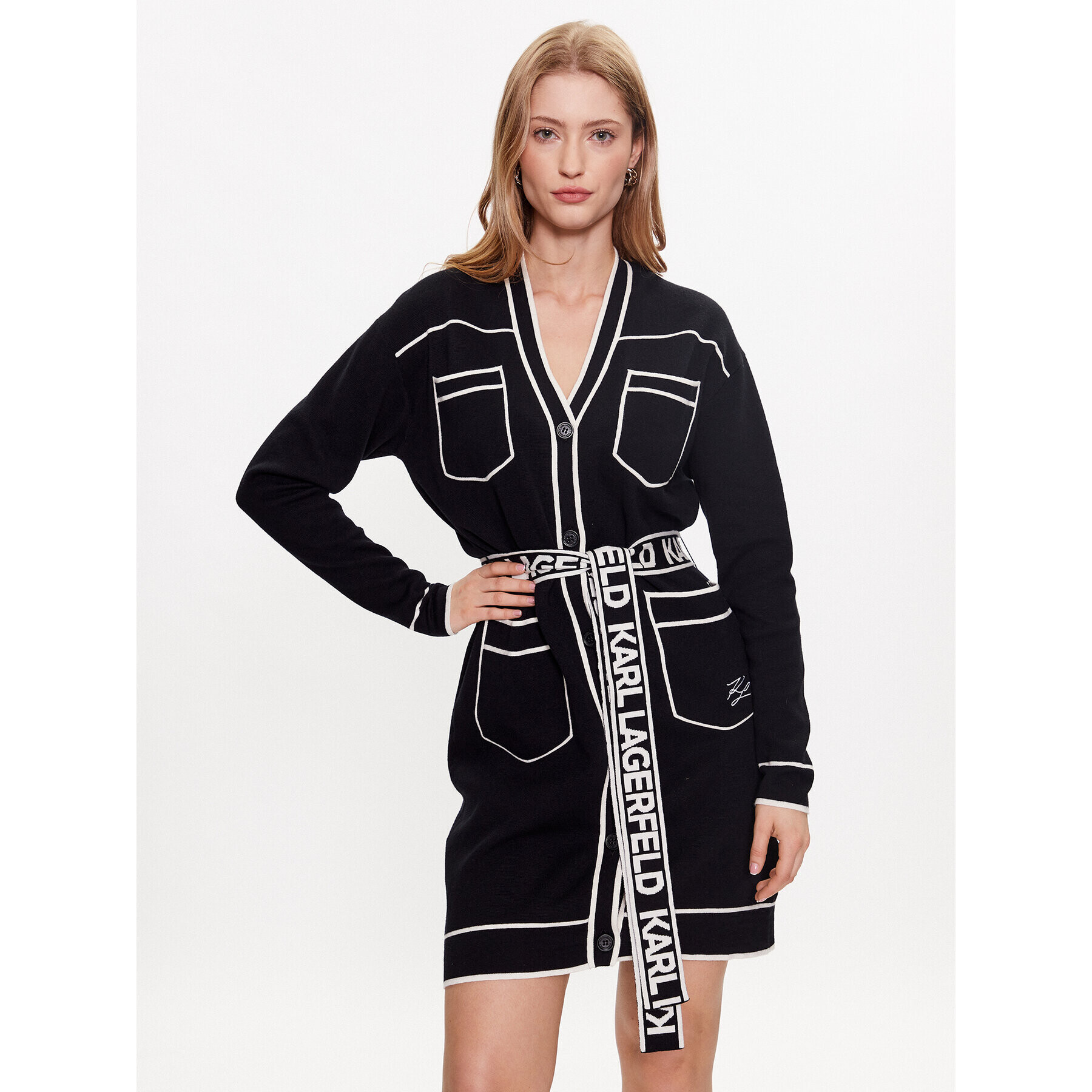 KARL LAGERFELD Cardigan 230W2011 Negru Regular Fit - Pled.ro