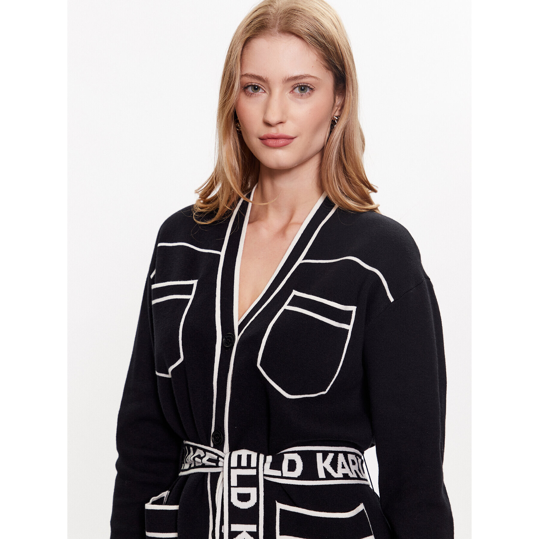 KARL LAGERFELD Cardigan 230W2011 Negru Regular Fit - Pled.ro