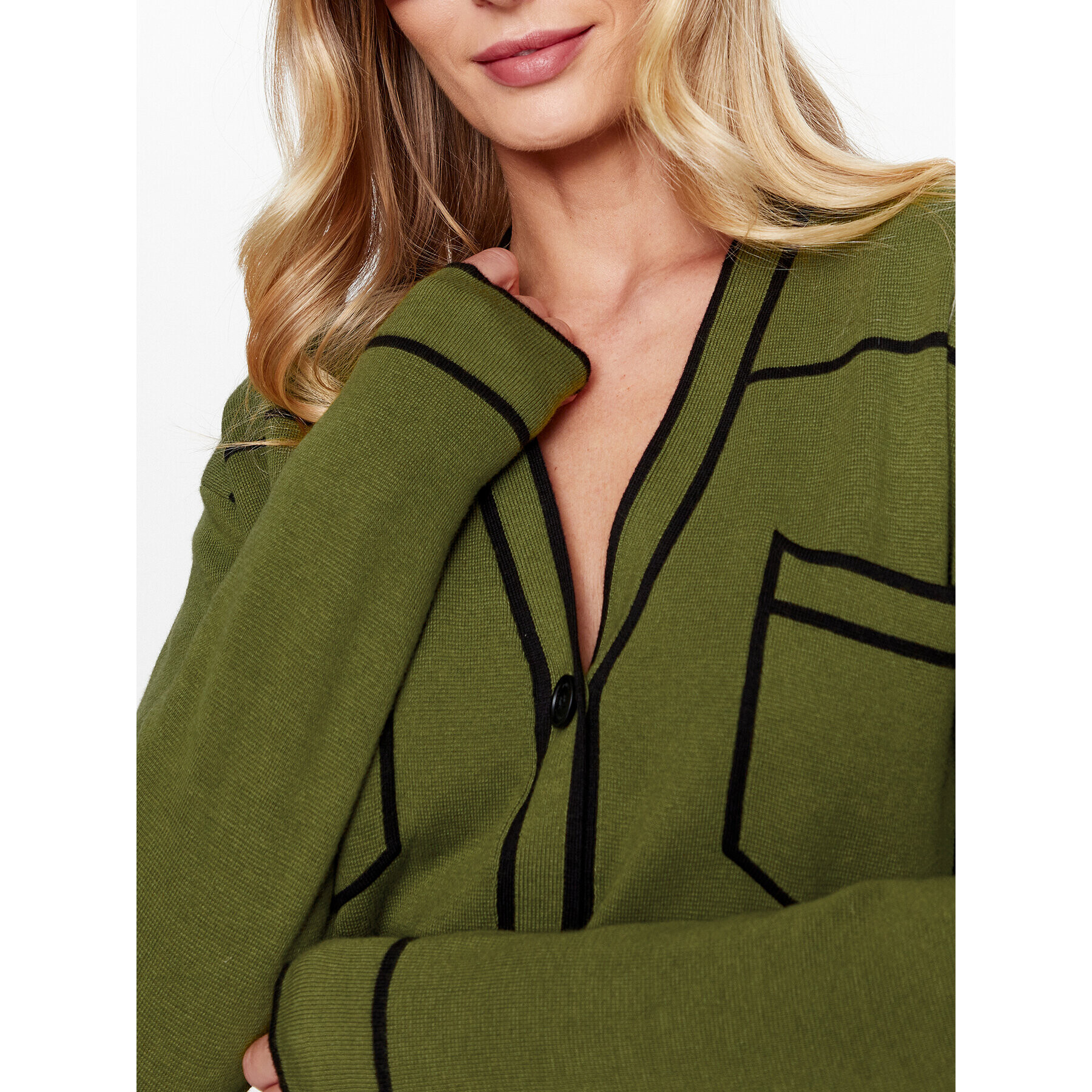 KARL LAGERFELD Cardigan Ikonik 2.0 221W2003 Verde Relaxed Fit - Pled.ro