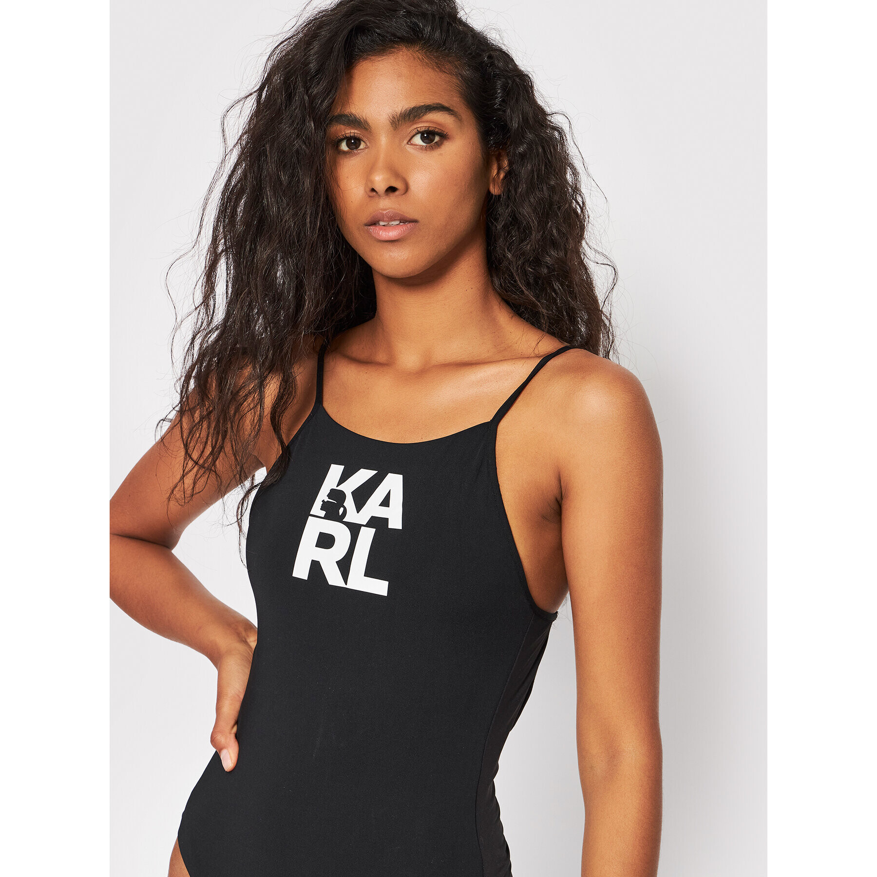 KARL LAGERFELD Costum de baie Printed Logo KL22WOP01 Negru - Pled.ro