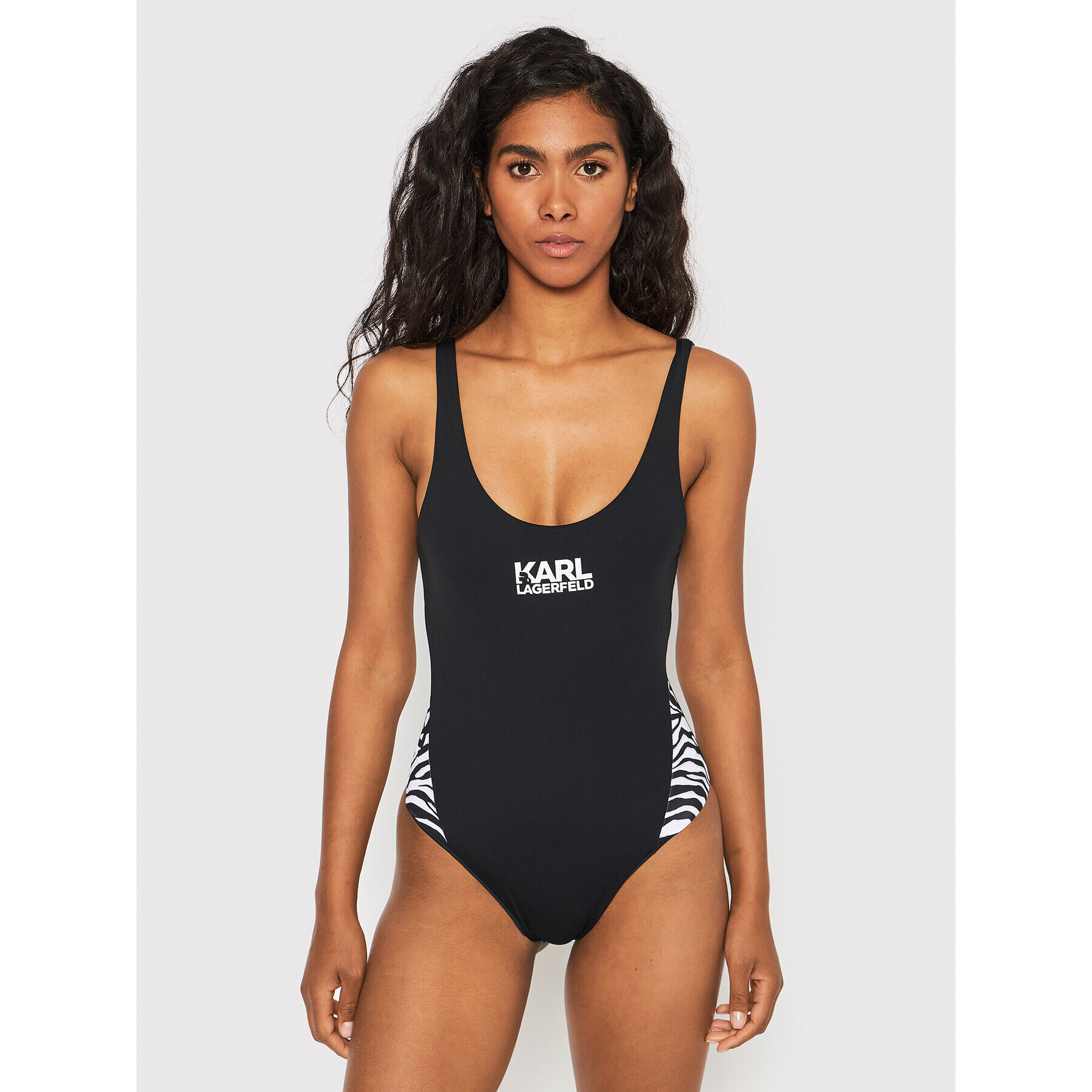 KARL LAGERFELD Costum de baie Zebra KL22WOP16 Negru - Pled.ro