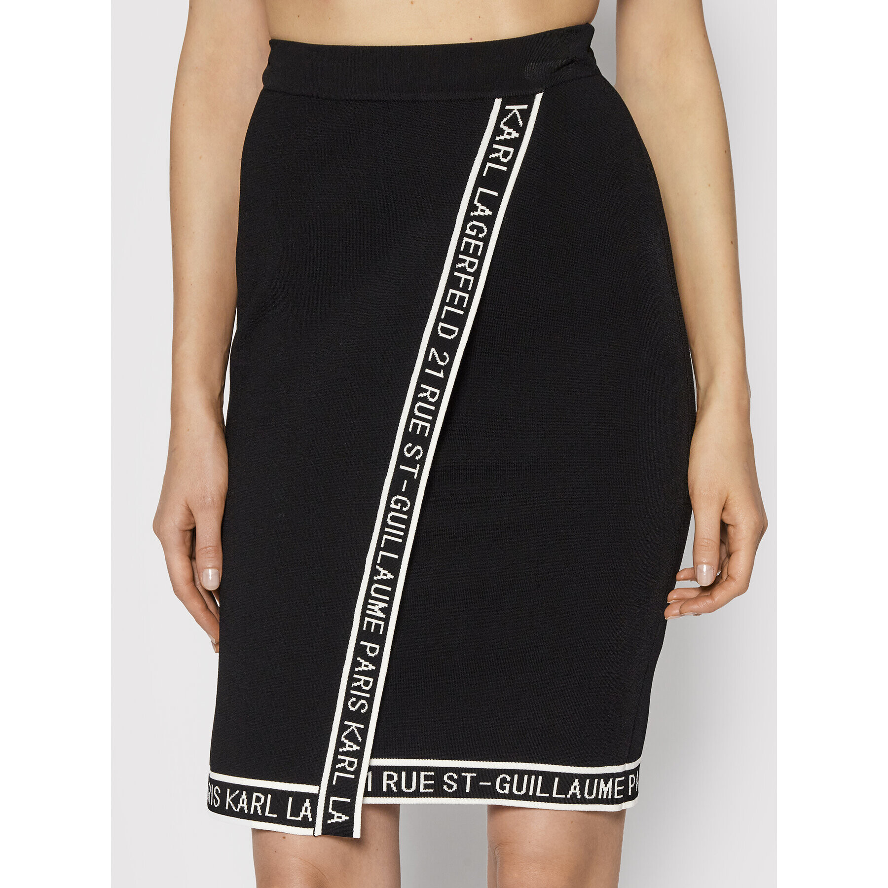 KARL LAGERFELD Fustă tip creion Logo Wrap 216W1241 Negru Regular Fit - Pled.ro