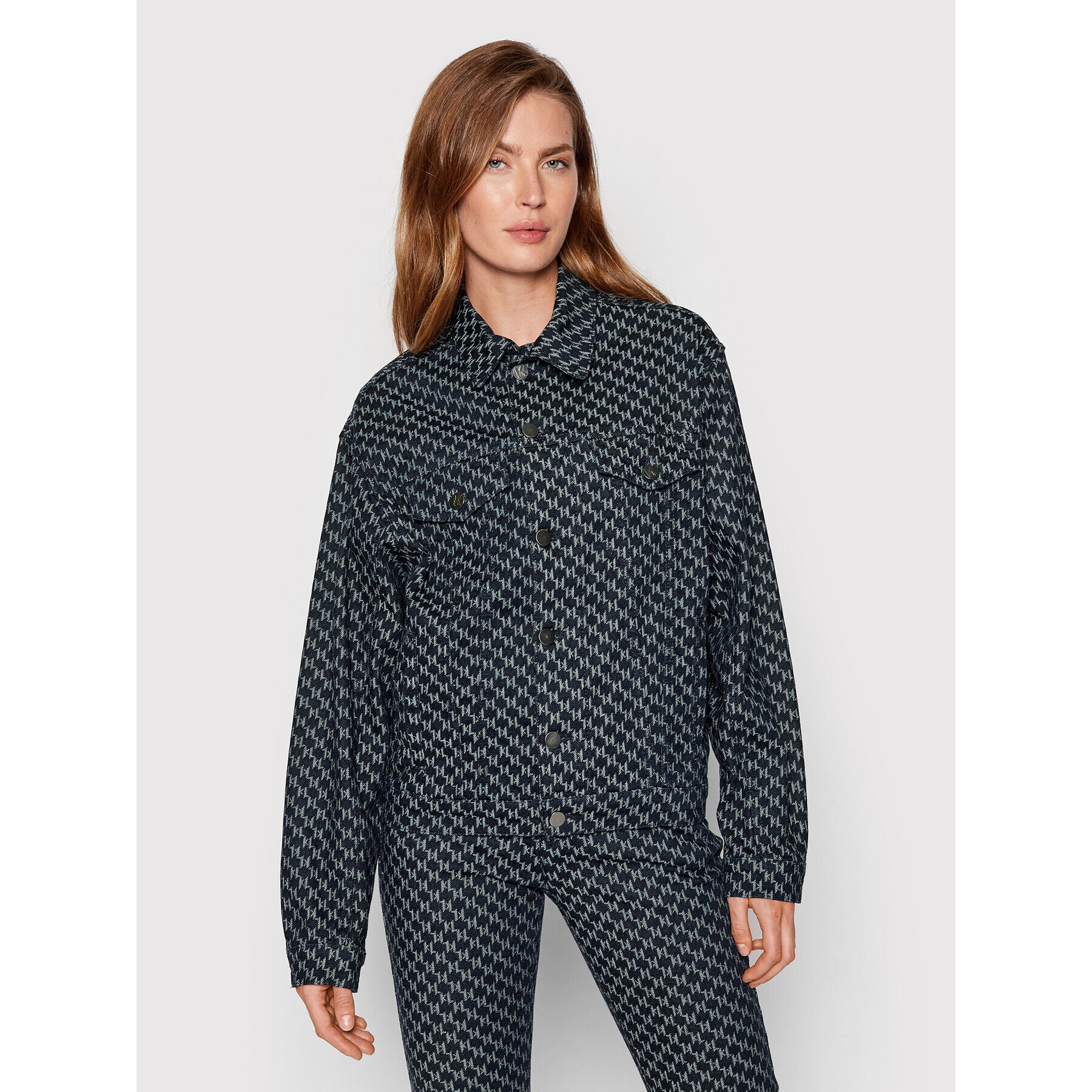 KARL LAGERFELD Geacă de blugi Monogram 221W1481 Bleumarin Relaxed Fit - Pled.ro