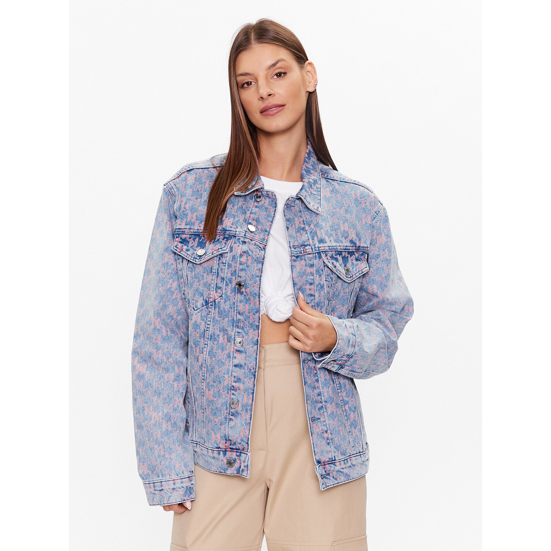 KARL LAGERFELD Geacă de blugi Printed Denim 230W1406 Bleumarin Regular Fit - Pled.ro