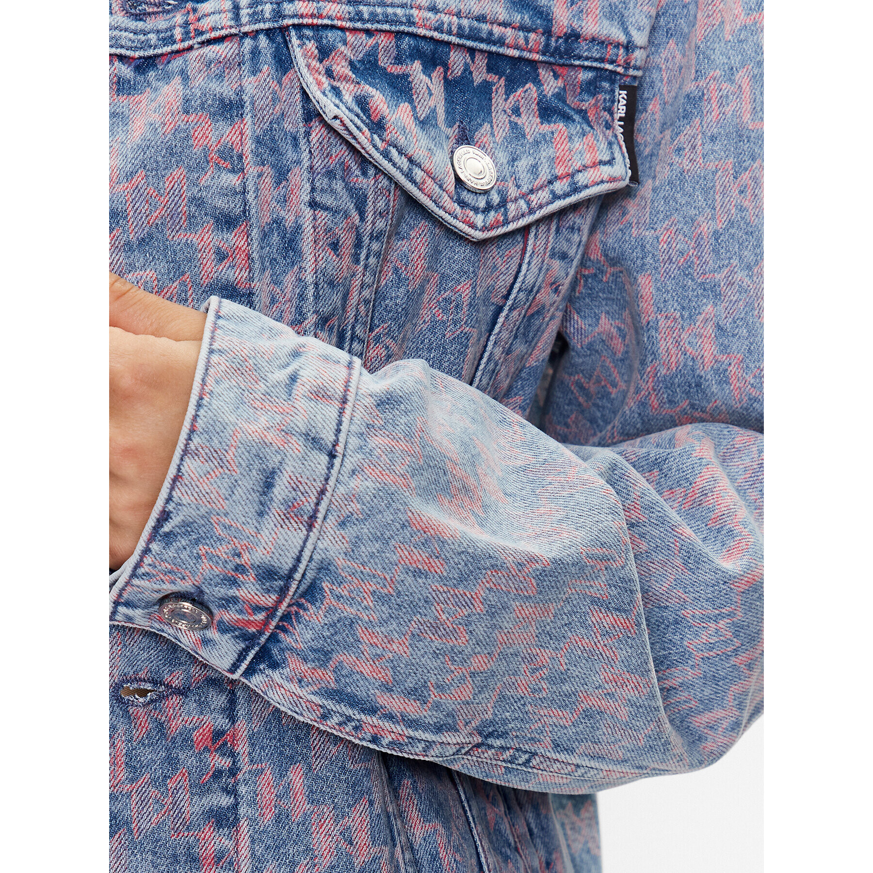 KARL LAGERFELD Geacă de blugi Printed Denim 230W1406 Bleumarin Regular Fit - Pled.ro