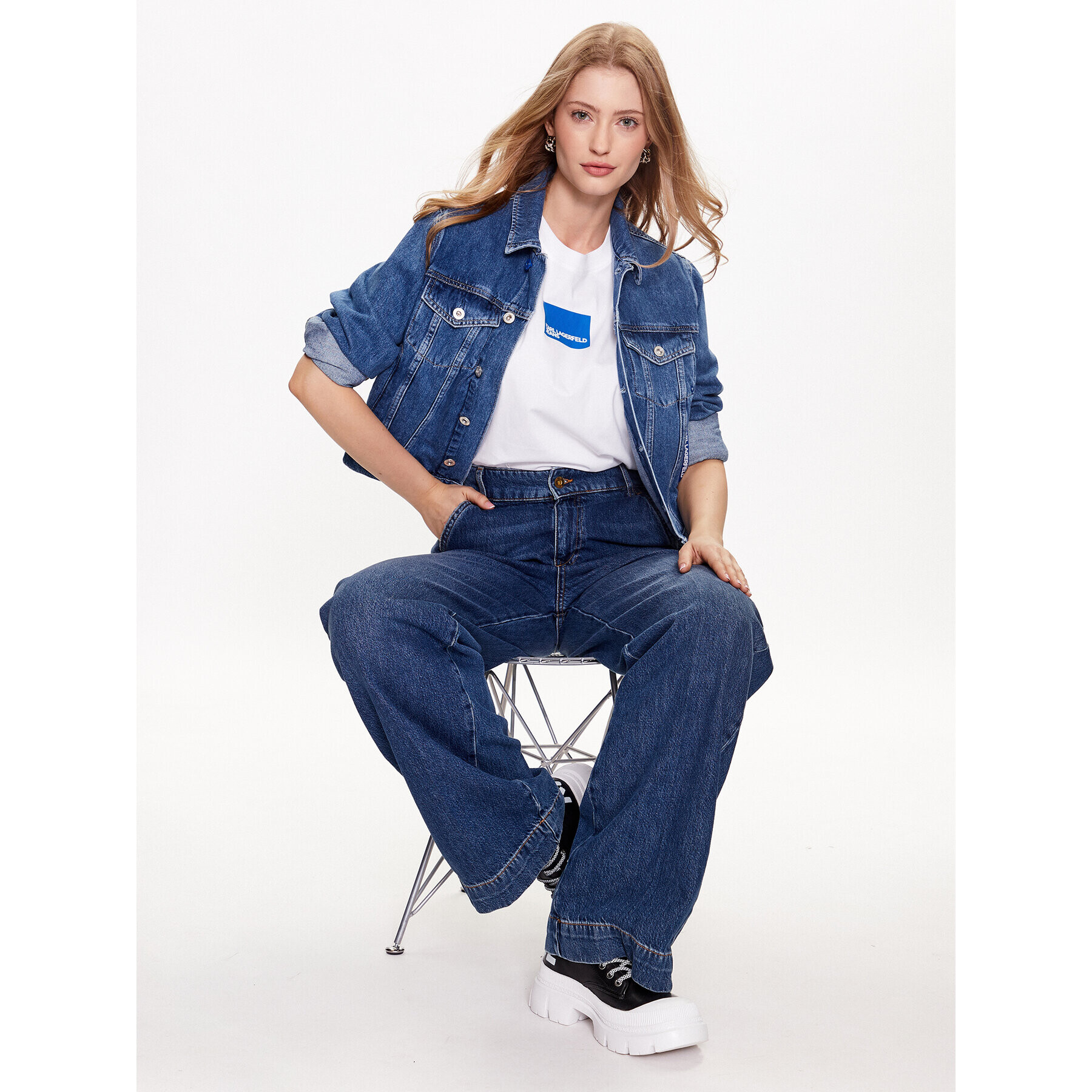 Karl Lagerfeld Jeans Geacă de blugi 231J1403 Albastru Regular Fit - Pled.ro