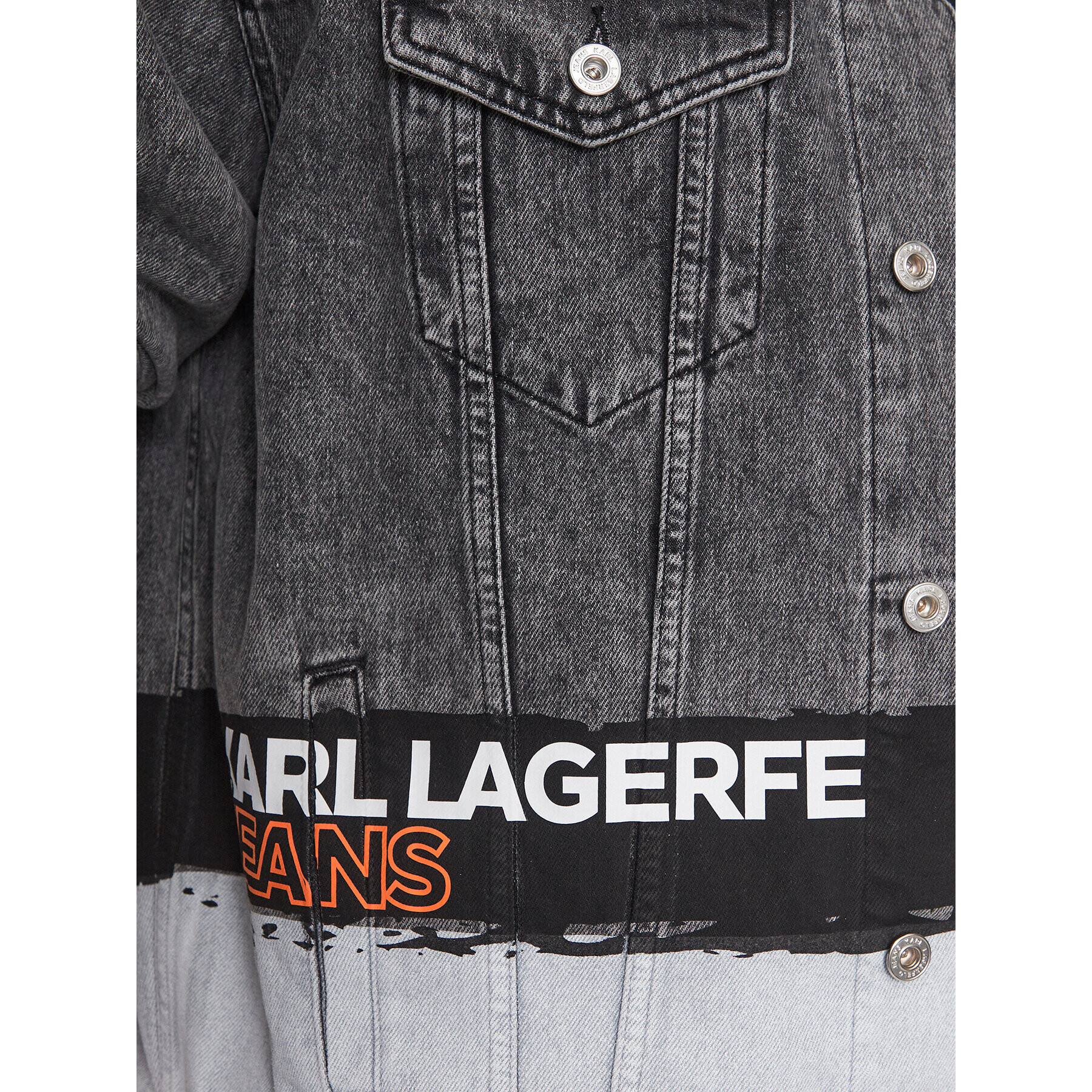 Karl Lagerfeld Jeans Geacă de blugi Paint Logo 231D1453 Gri Relaxed Fit - Pled.ro