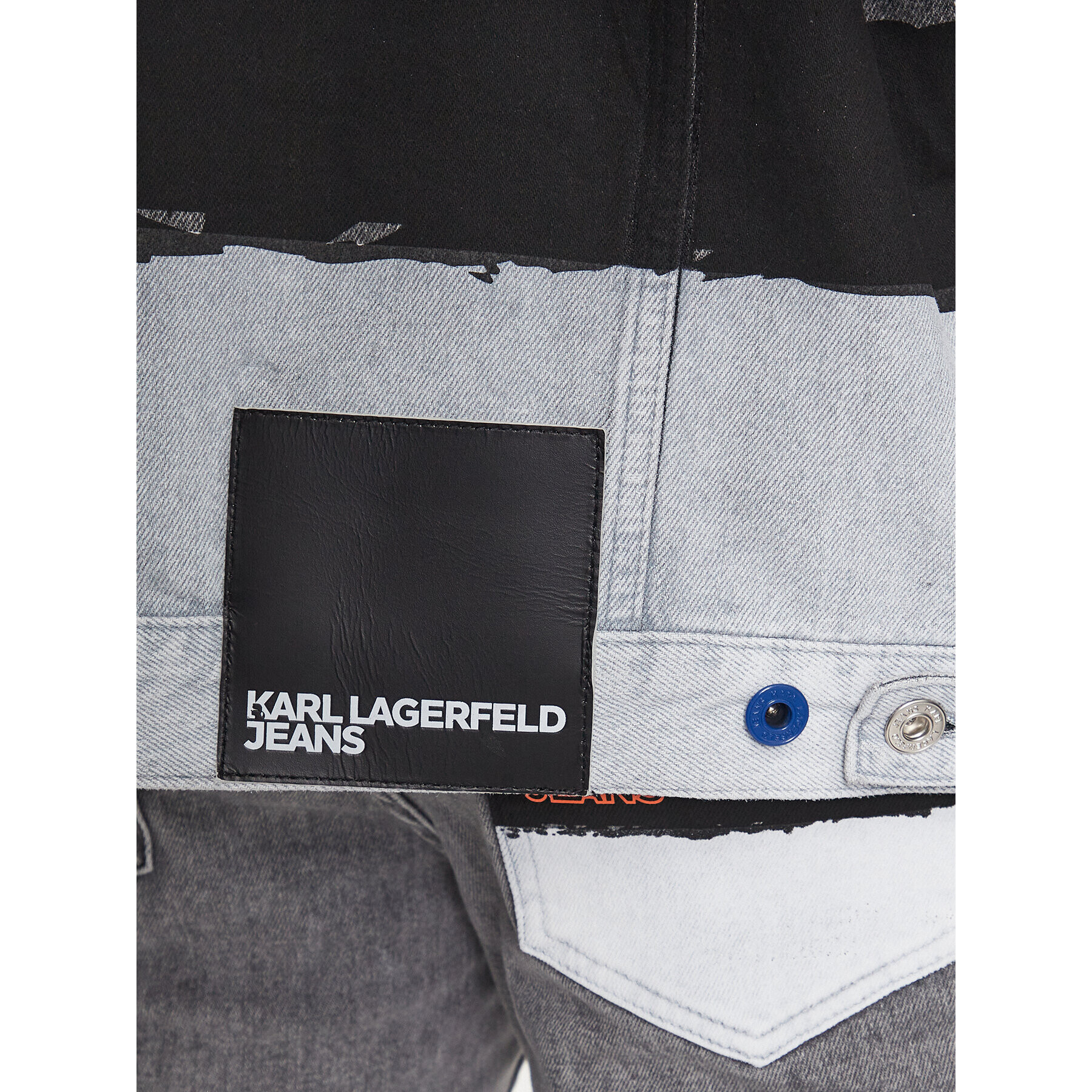 Karl Lagerfeld Jeans Geacă de blugi Paint Logo 231D1453 Gri Relaxed Fit - Pled.ro