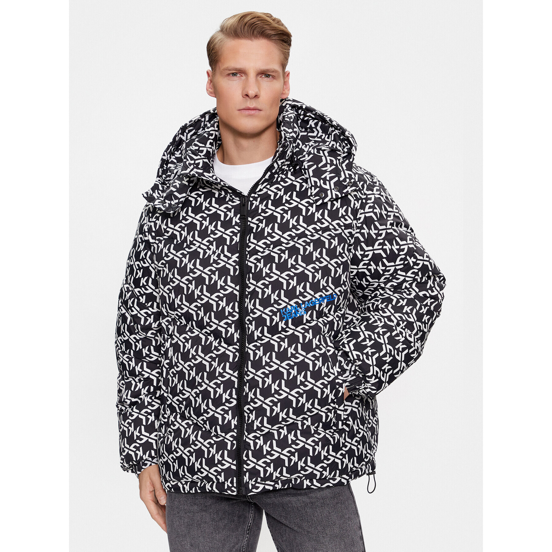 Karl Lagerfeld Jeans KARL LAGERFELD Geacă din puf Klj Monogram Aop Puffer Jacket 236D1500 Negru Regular Fit - Pled.ro