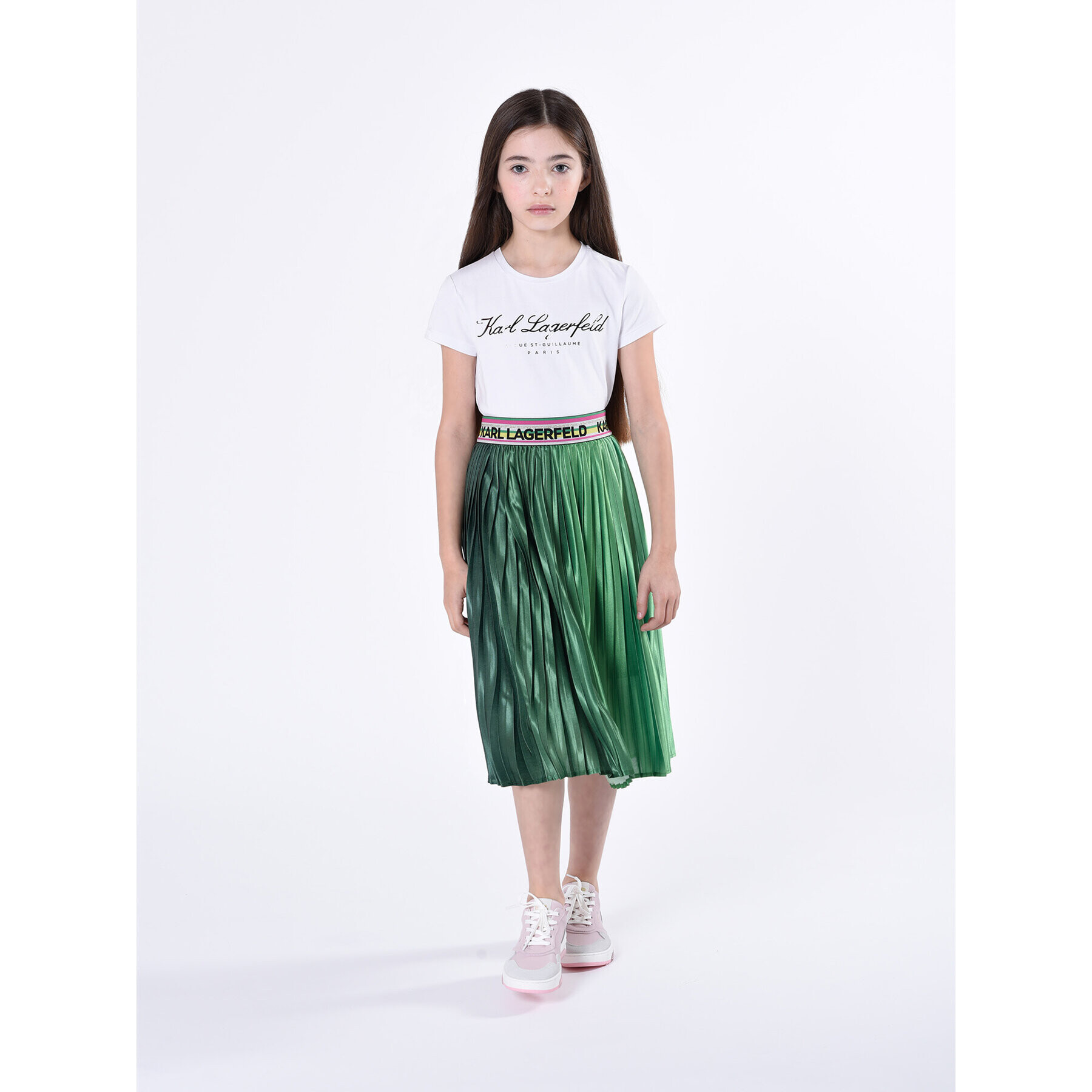 Karl Lagerfeld Kids Fustă plisată Z13094 S Verde Regular Fit - Pled.ro