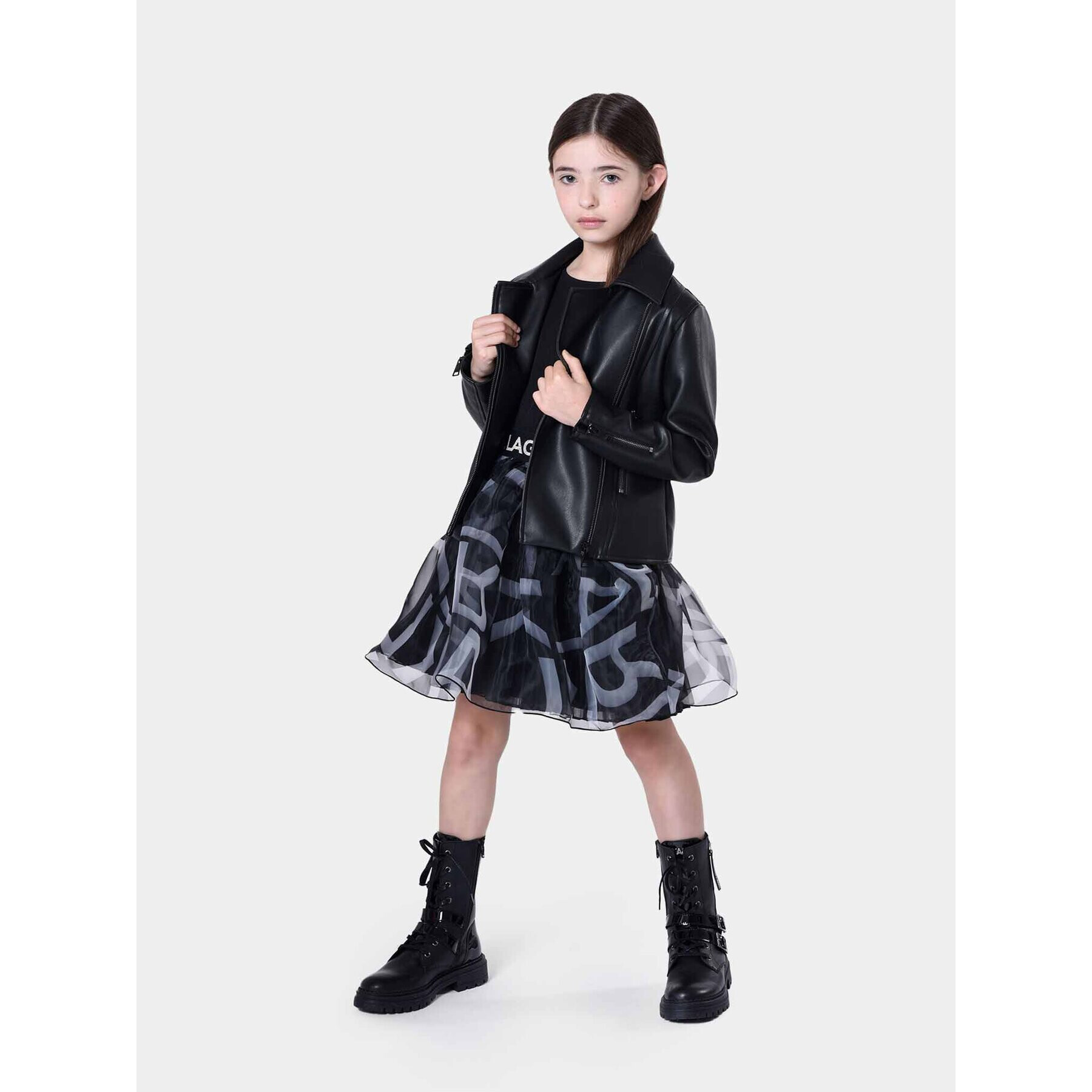 Karl Lagerfeld Kids Geacă din imitație de piele Z16161 S Negru Regular Fit - Pled.ro