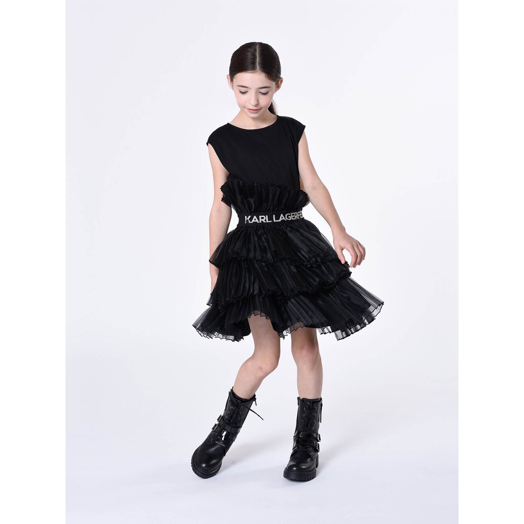 Karl Lagerfeld Kids Rochie de zi Z12260 S Negru Regular Fit - Pled.ro