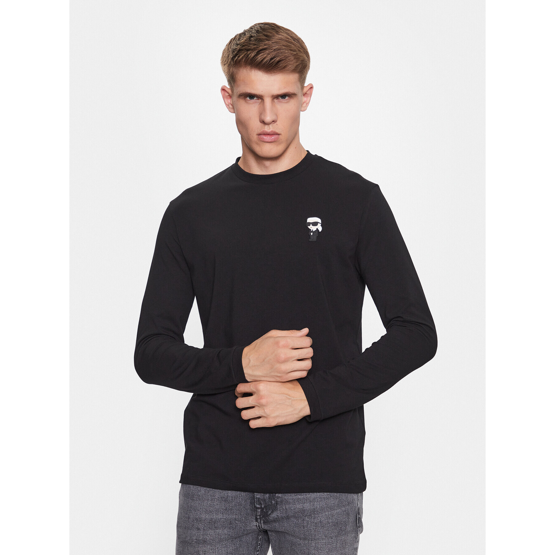 KARL LAGERFELD Longsleeve 755005 534221 Negru Regular Fit - Pled.ro