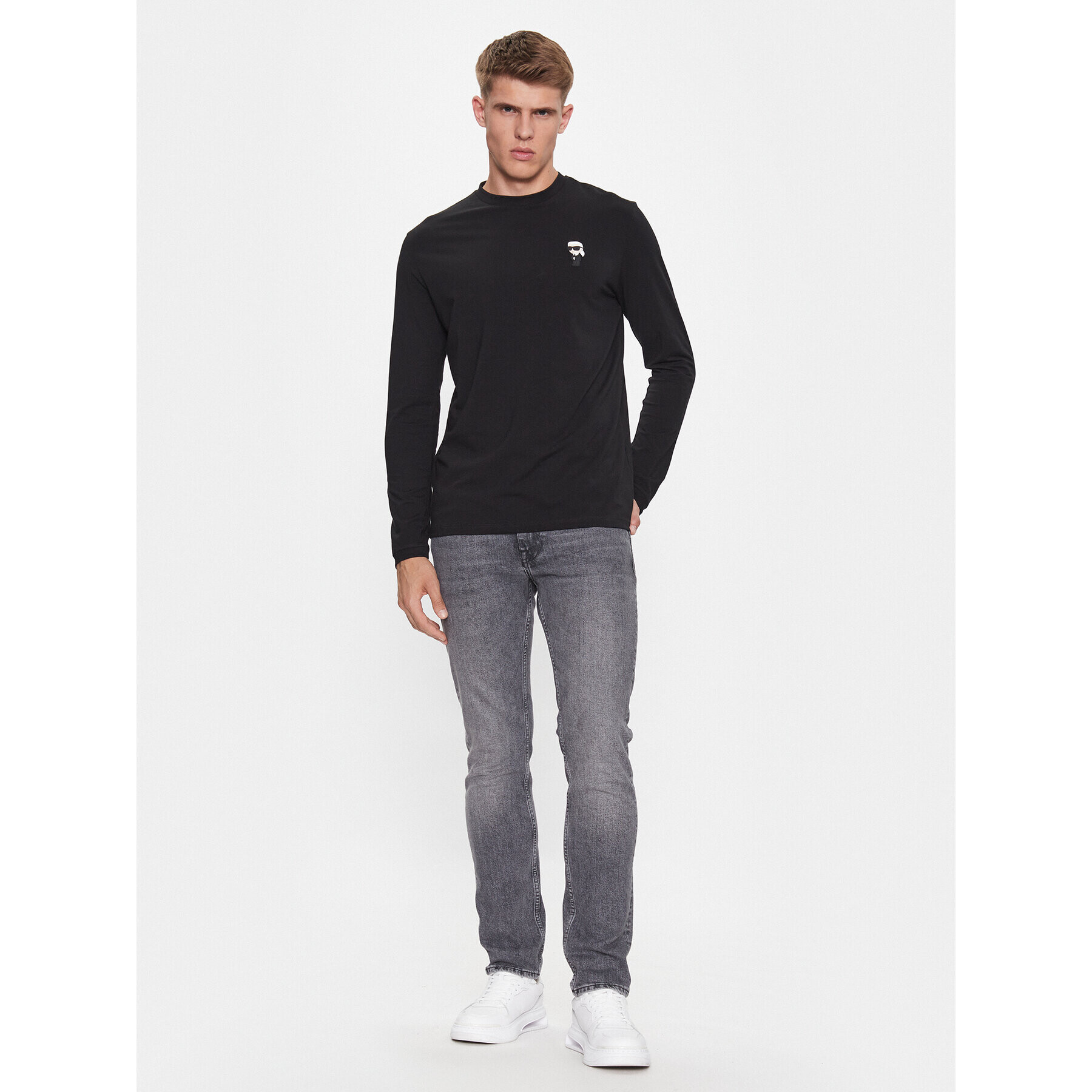 KARL LAGERFELD Longsleeve 755005 534221 Negru Regular Fit - Pled.ro