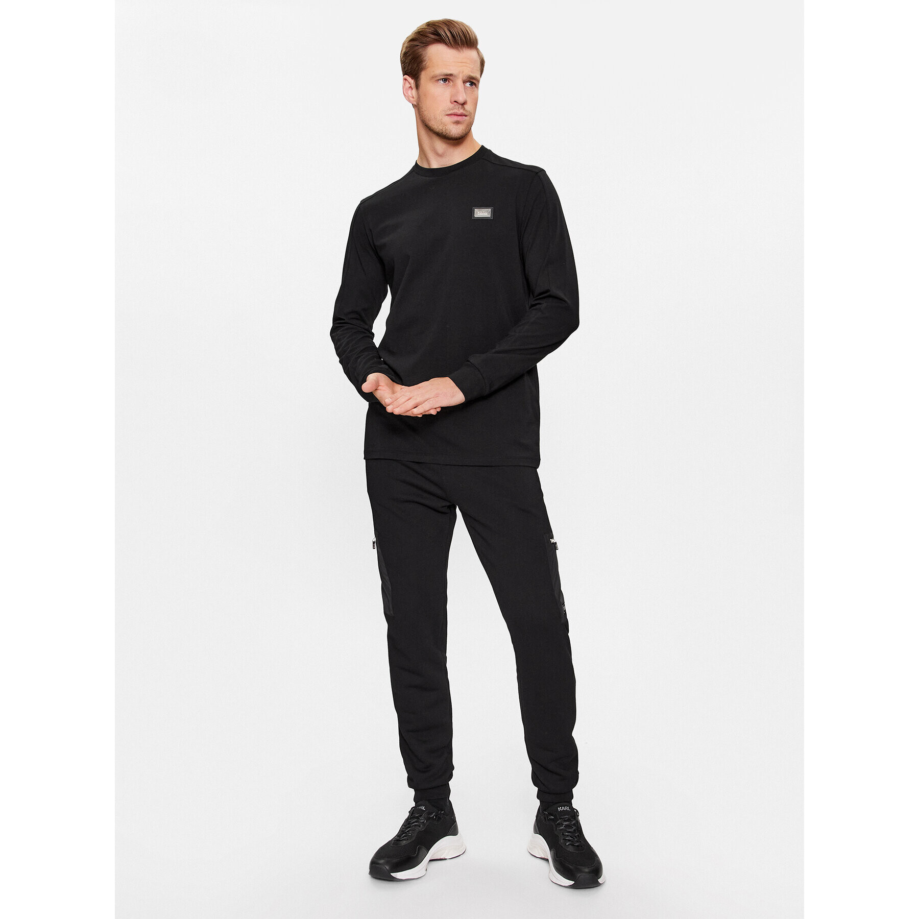 KARL LAGERFELD Longsleeve 755023 534221 Negru Regular Fit - Pled.ro