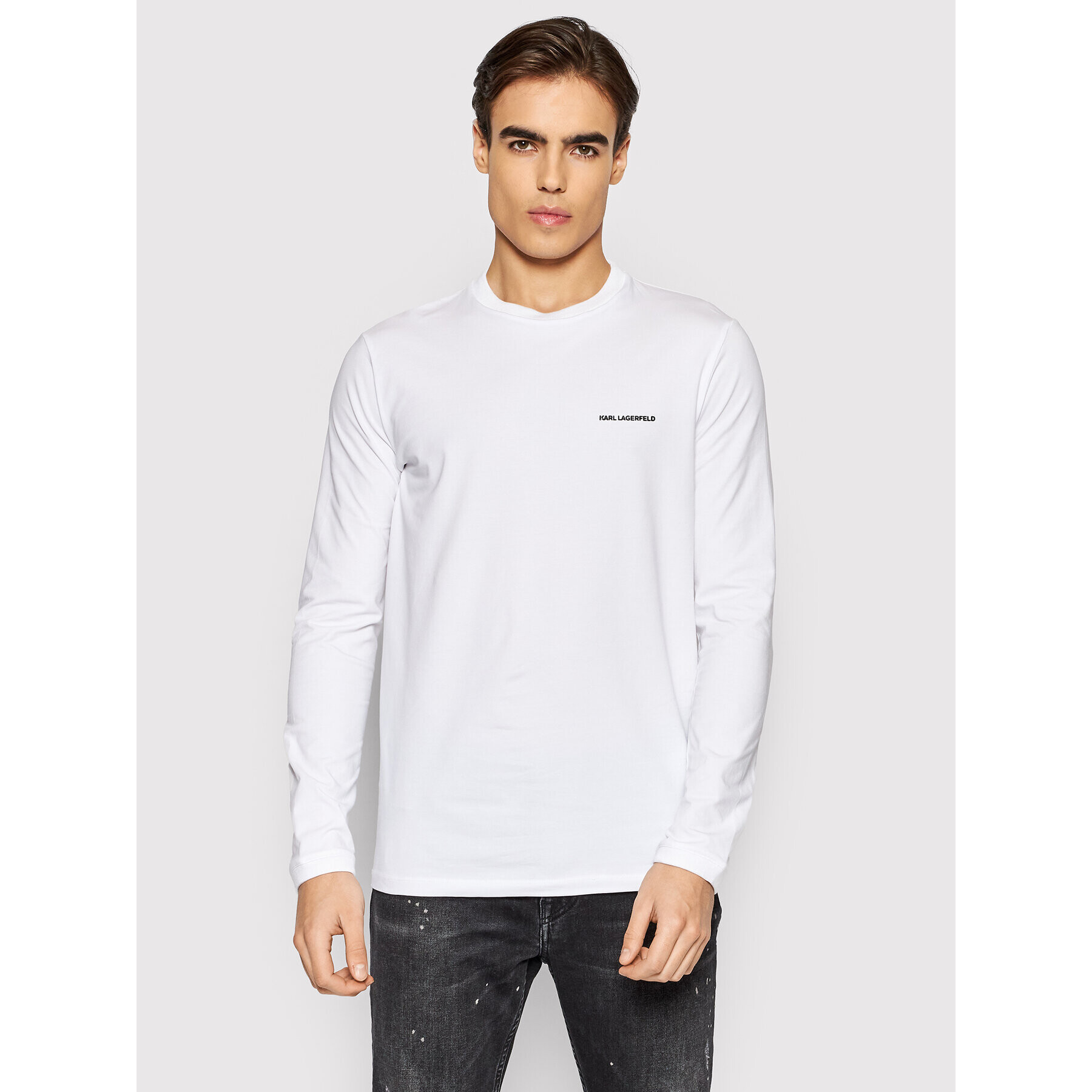 KARL LAGERFELD Longsleeve Crewneck 755021 512221 Alb Regular Fit - Pled.ro