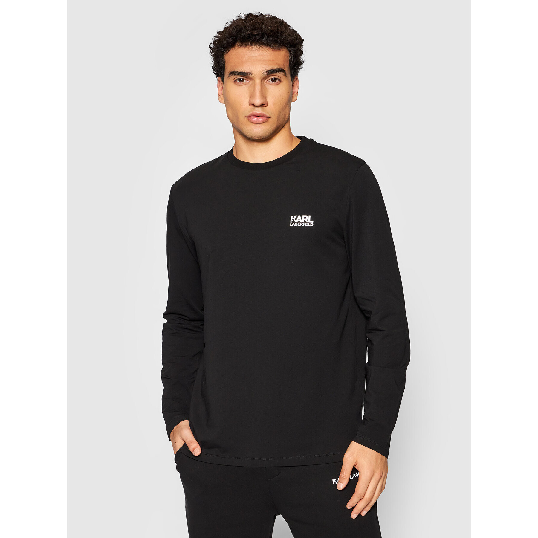 KARL LAGERFELD Longsleeve Crewneck 755038 512221 Negru Regular Fit - Pled.ro