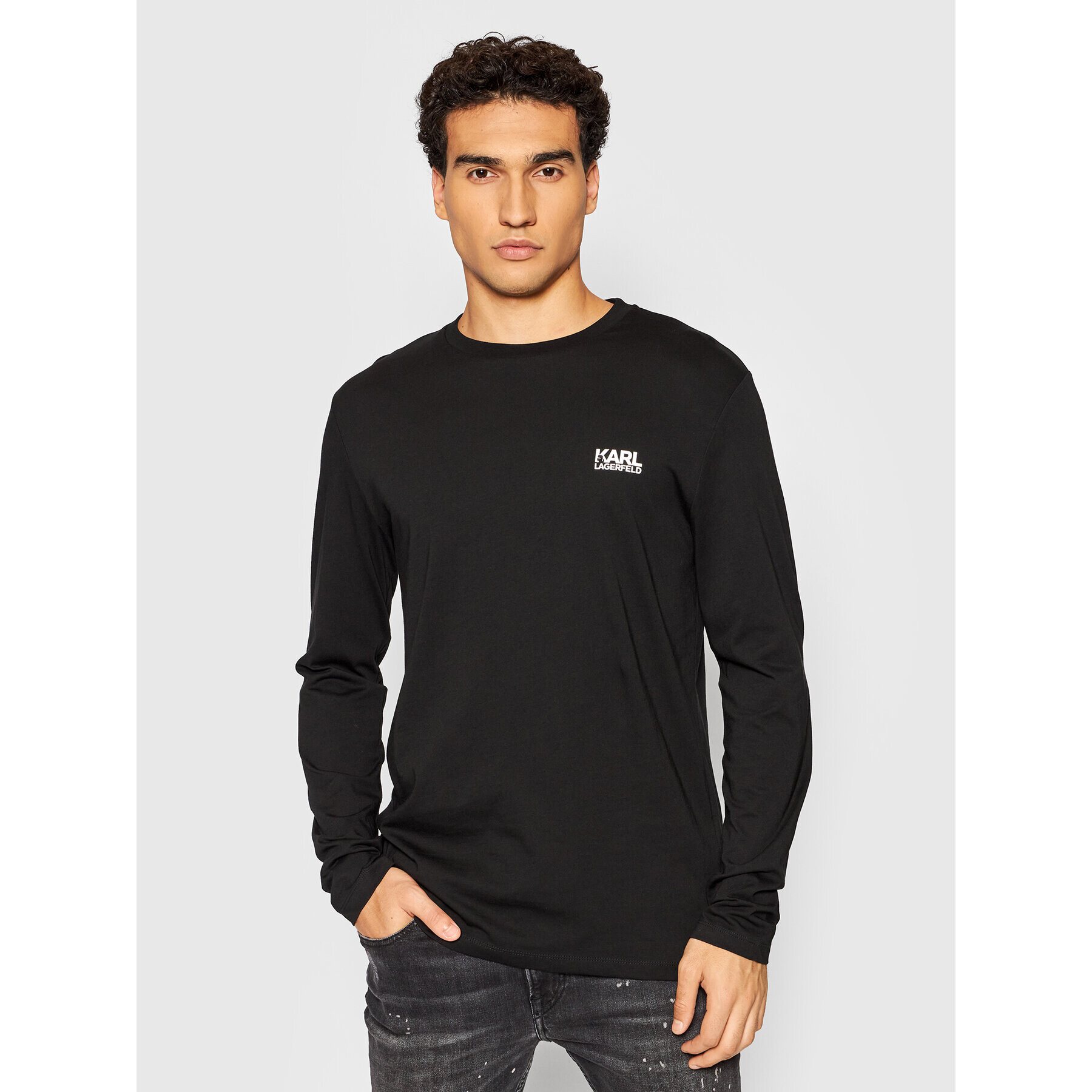 KARL LAGERFELD Longsleeve Crewneck 755038 512224 Negru Regular Fit - Pled.ro