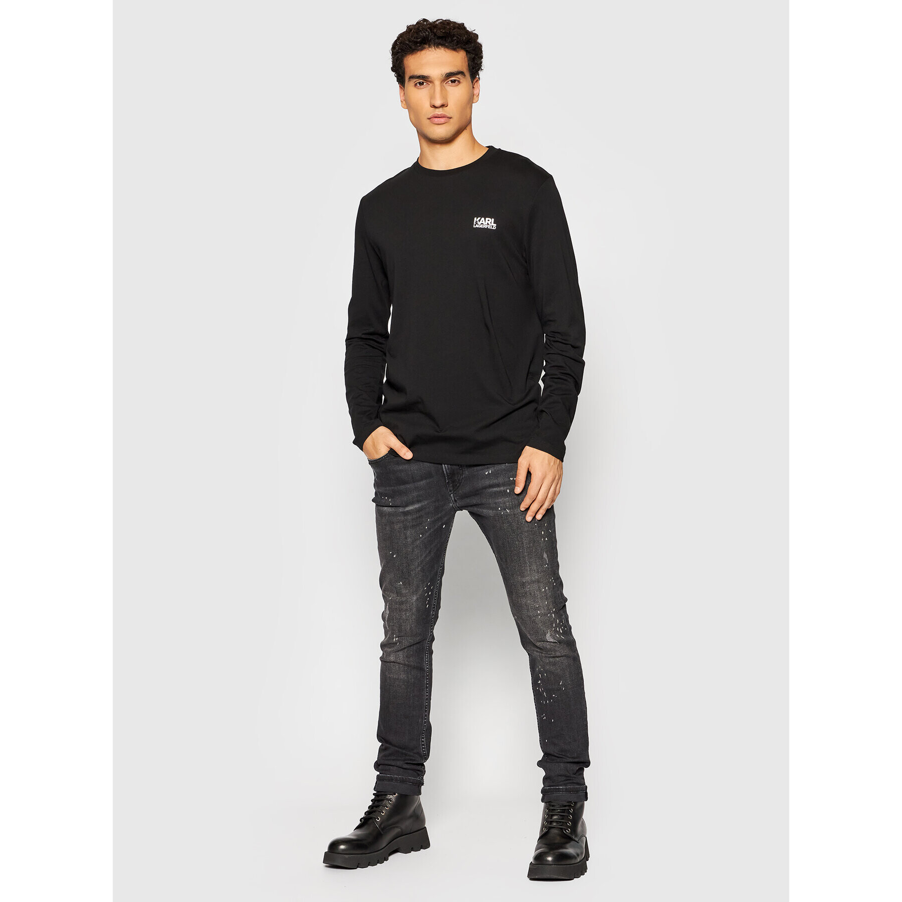 KARL LAGERFELD Longsleeve Crewneck 755038 512224 Negru Regular Fit - Pled.ro