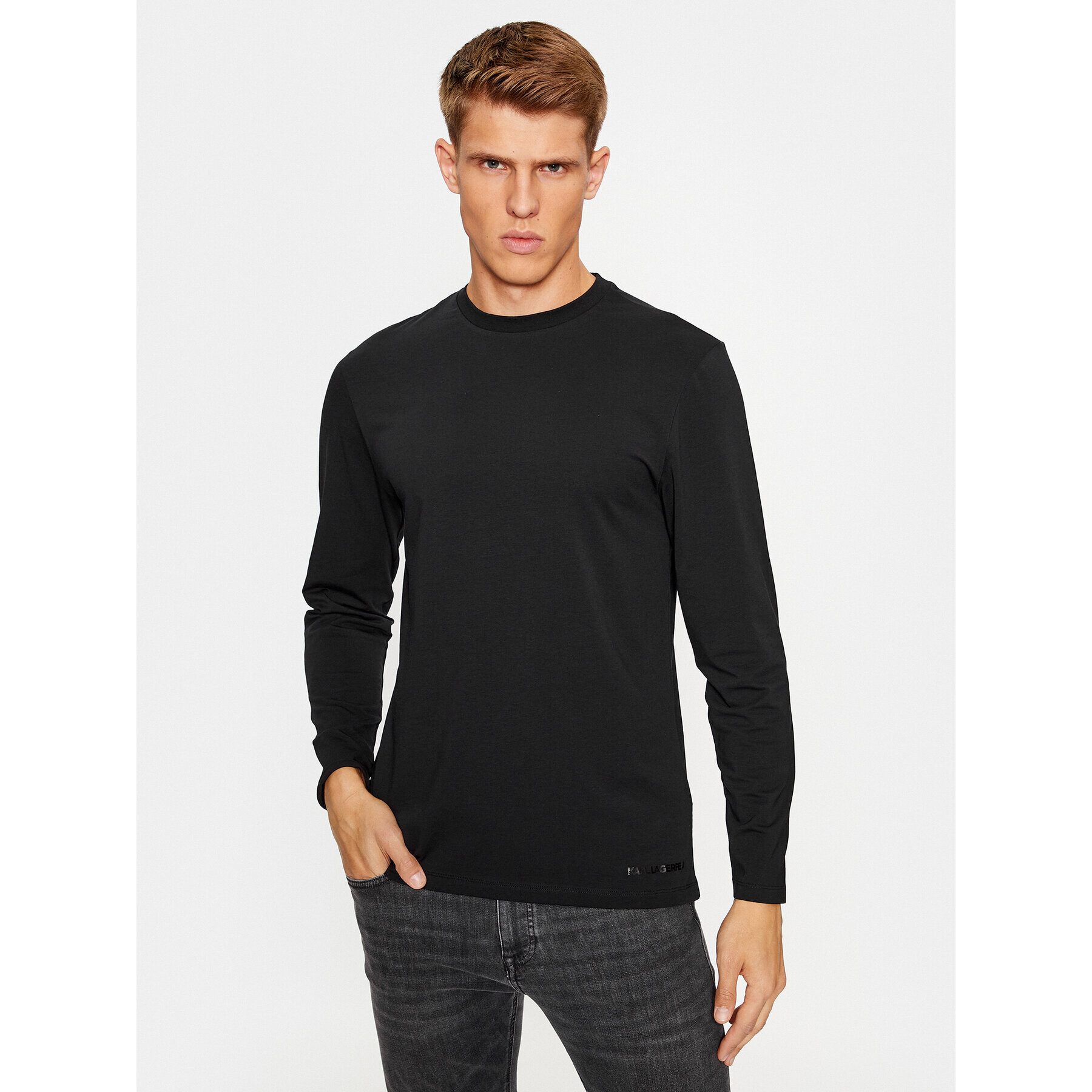 KARL LAGERFELD Longsleeve Longsleeve Undershirt 235M2107 Negru Regular Fit - Pled.ro