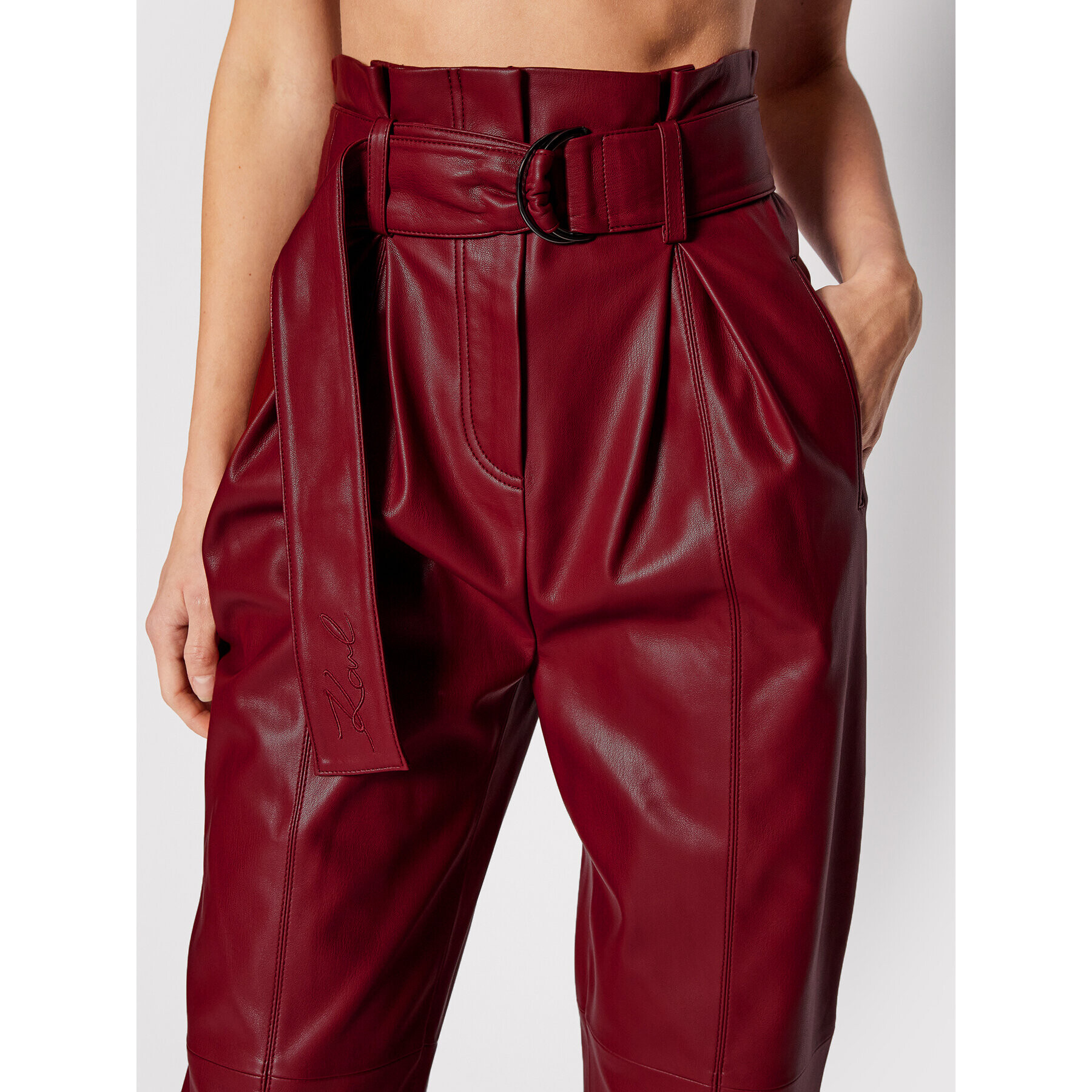 KARL LAGERFELD Pantaloni din imitație de piele Faux 216W1004 Vișiniu Regular Fit - Pled.ro