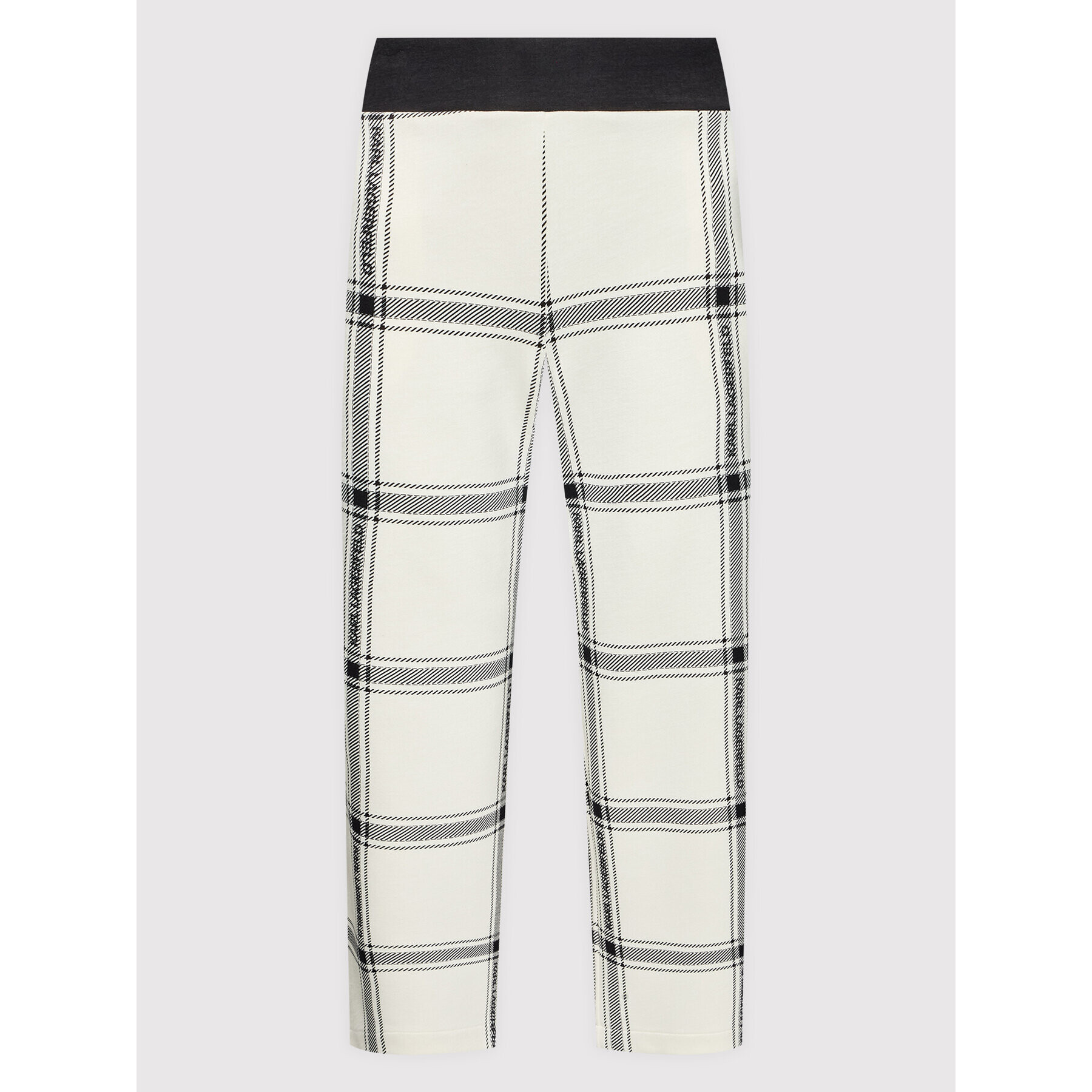 KARL LAGERFELD Pantaloni din material Check Printed 220W1032 Bej Relaxed Fit - Pled.ro