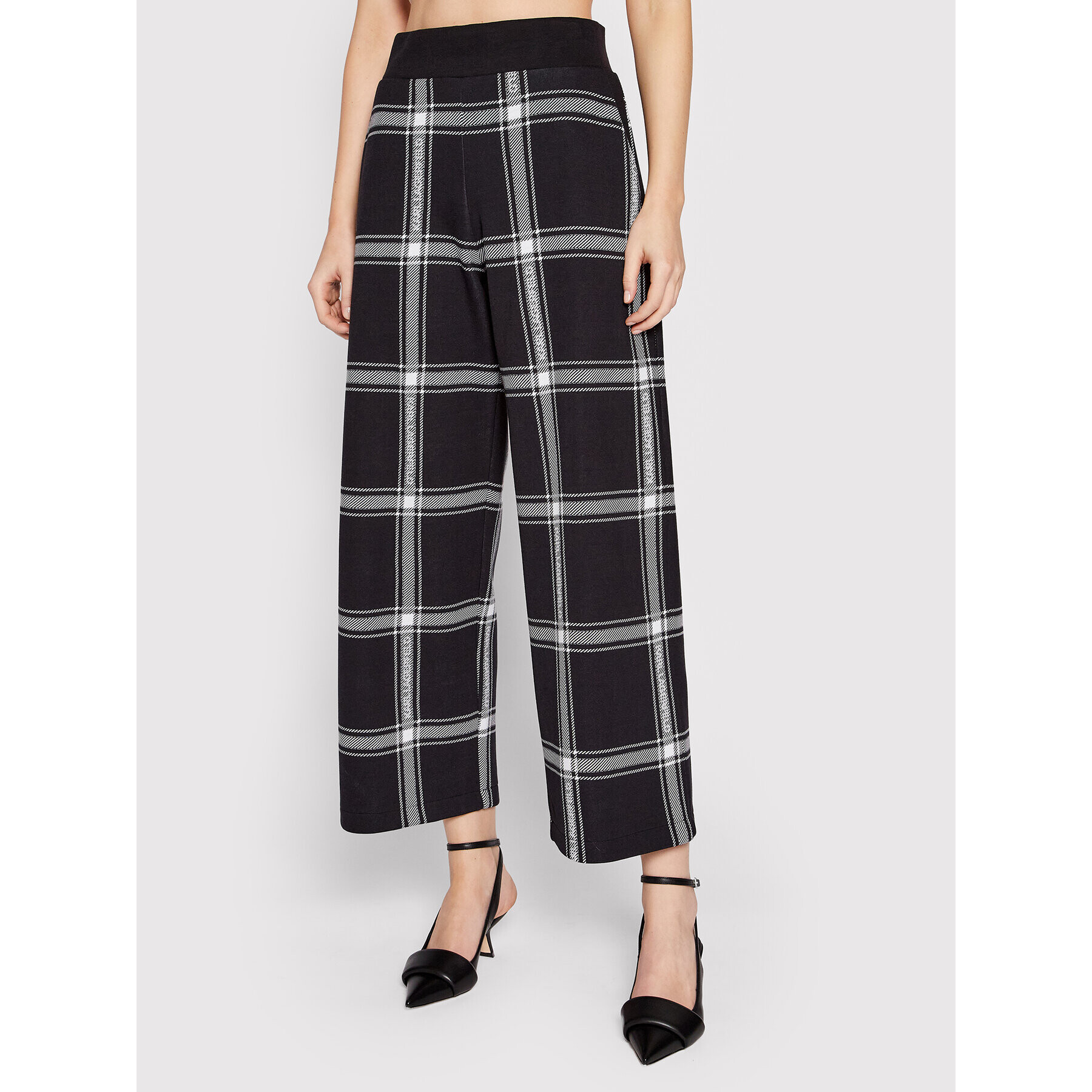 KARL LAGERFELD Pantaloni din material Check Printed 220W1032 Negru Relaxed Fit - Pled.ro