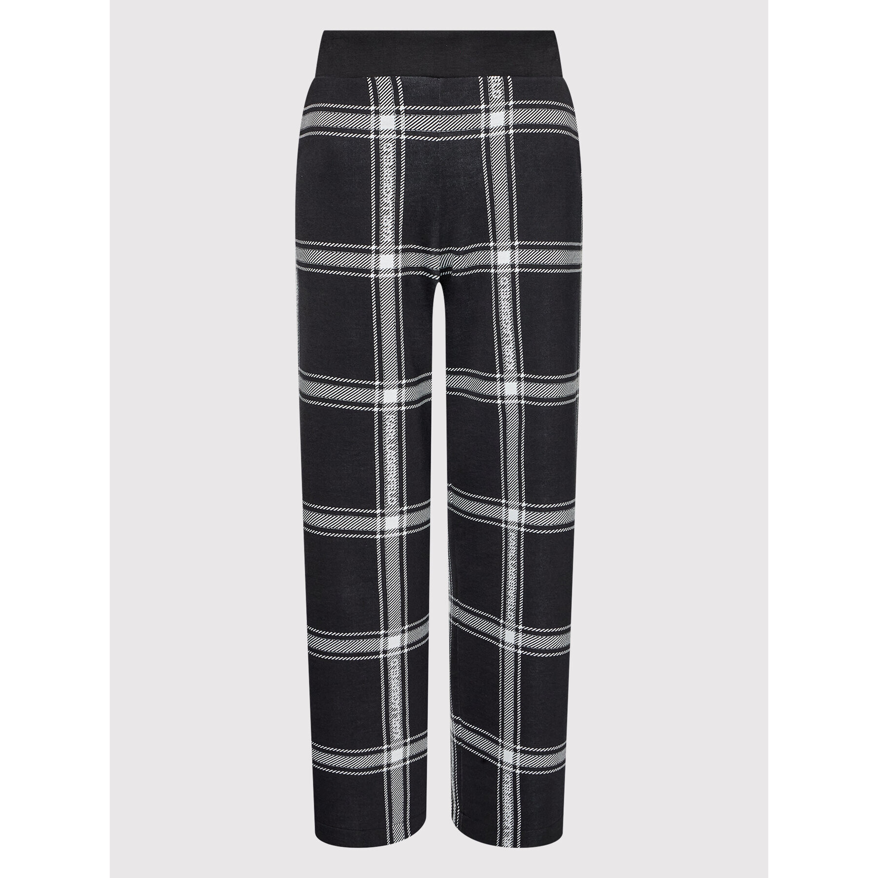 KARL LAGERFELD Pantaloni din material Check Printed 220W1032 Negru Relaxed Fit - Pled.ro