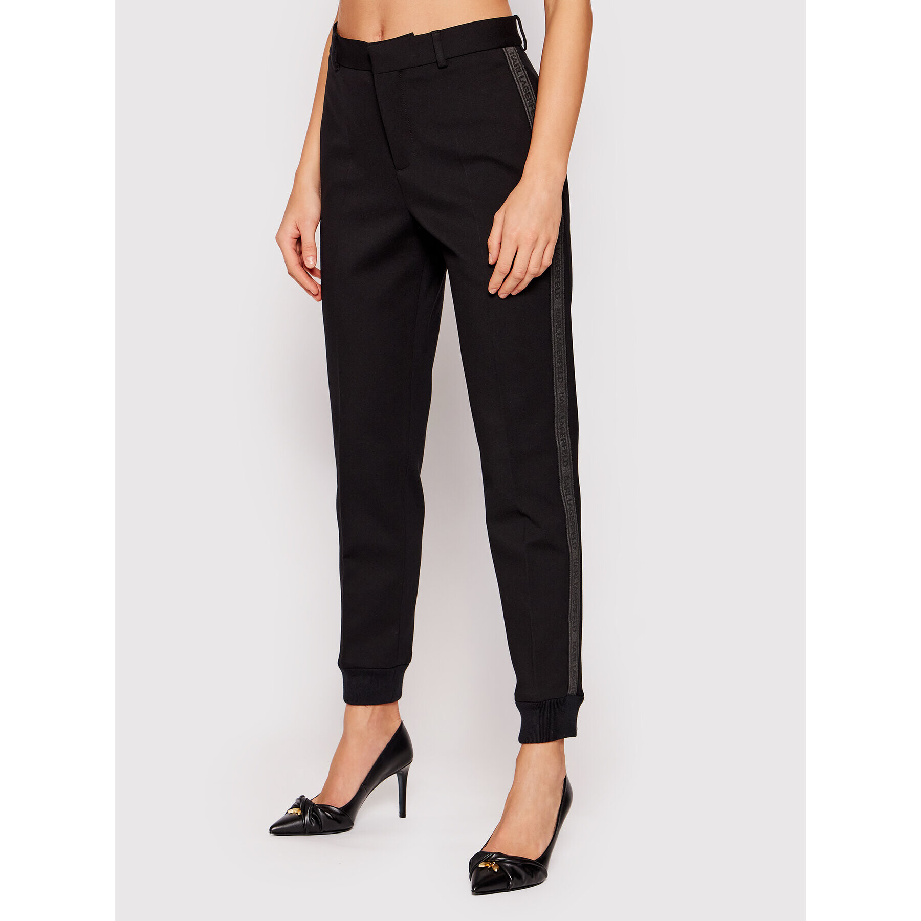 KARL LAGERFELD Pantaloni din material Punto 211W1020 Negru Regular Fit - Pled.ro