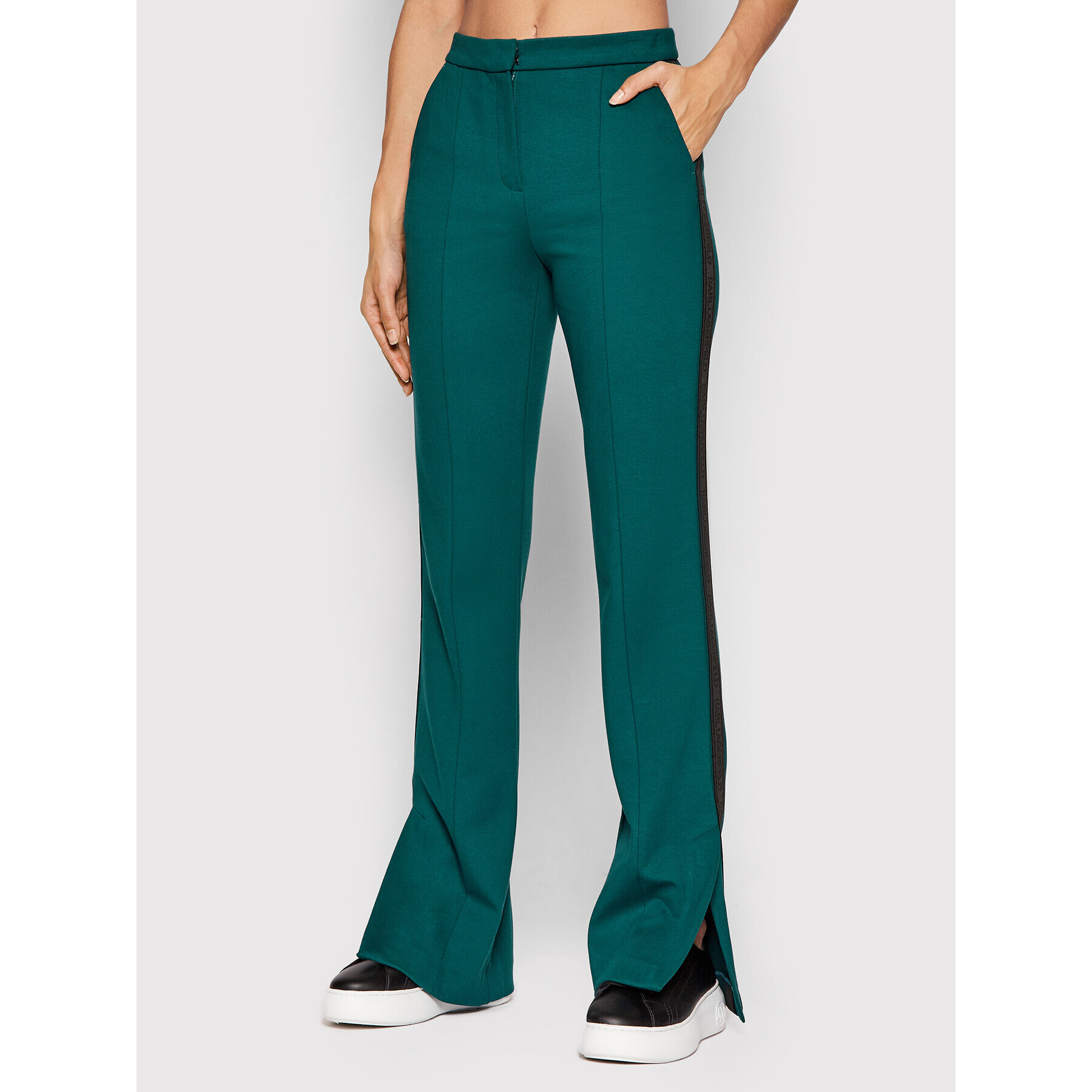 KARL LAGERFELD Pantaloni din material Punto 220W1002 Verde Regular Fit - Pled.ro