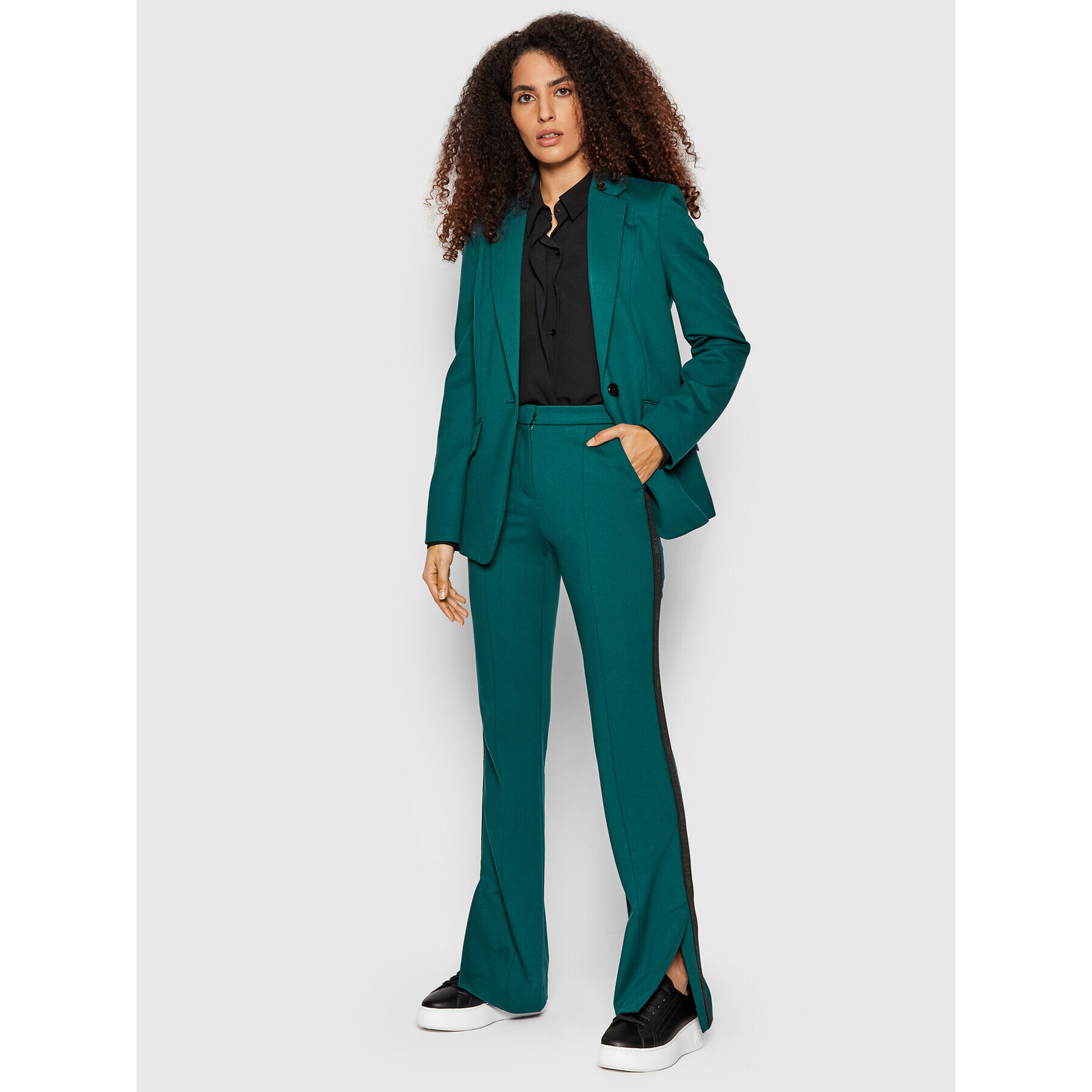 KARL LAGERFELD Pantaloni din material Punto 220W1002 Verde Regular Fit - Pled.ro