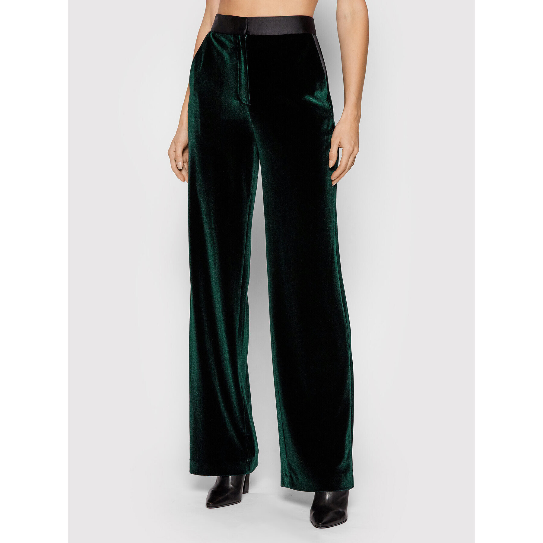 KARL LAGERFELD Pantaloni din material Velvet 216W1003 Verde Regular Fit - Pled.ro