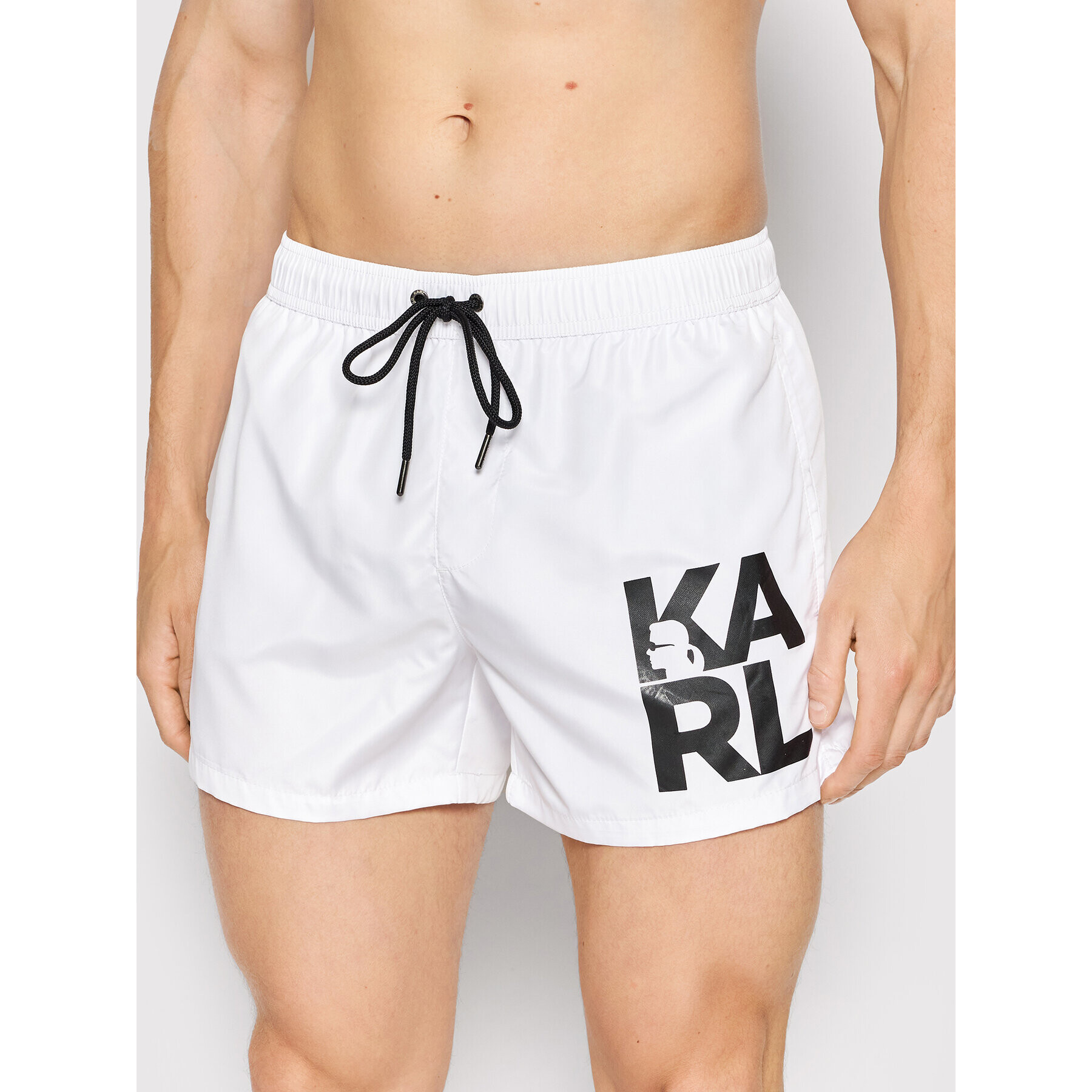 KARL LAGERFELD Pantaloni scurți pentru înot Carry Over KL22MBS08 Alb Regular Fit - Pled.ro