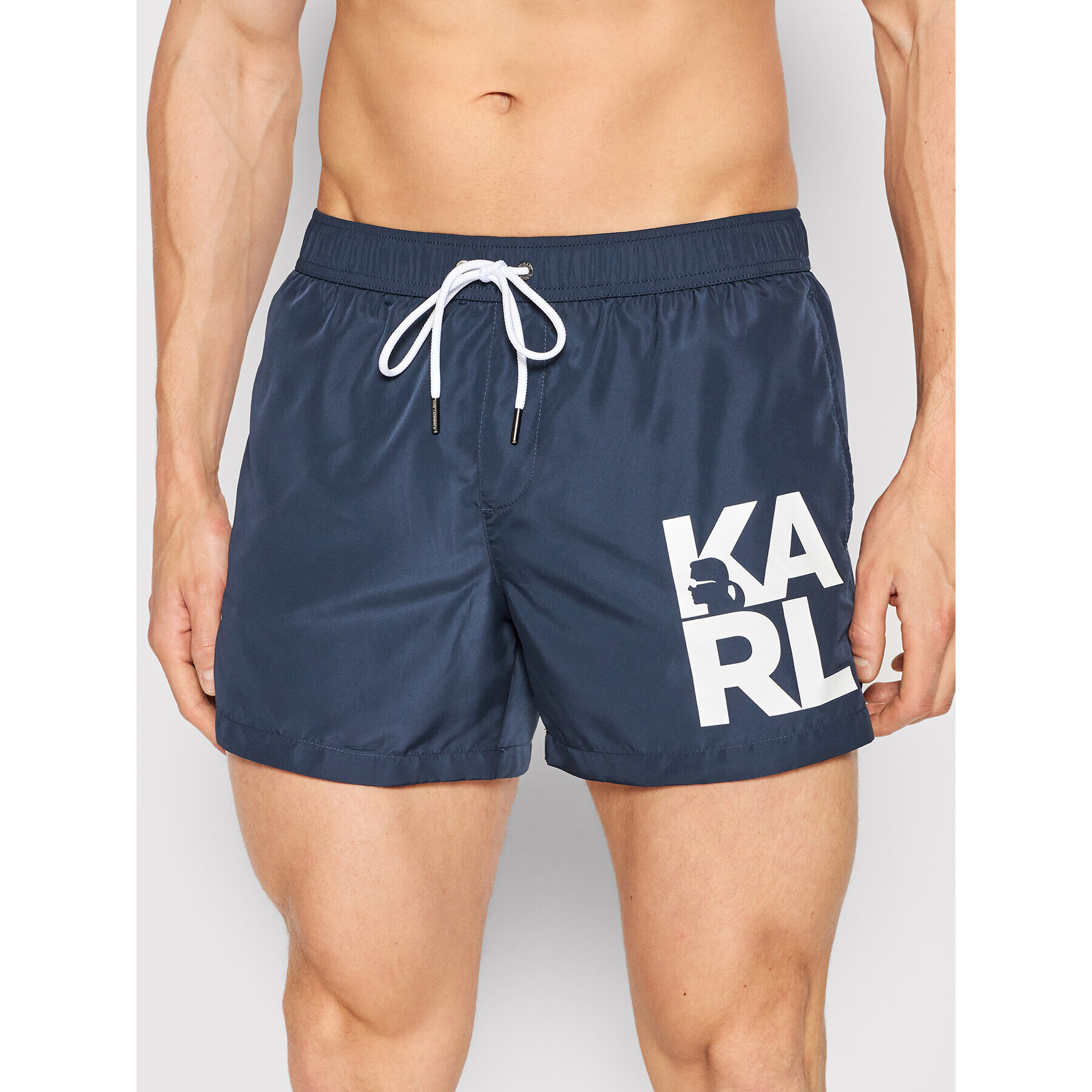 KARL LAGERFELD Pantaloni scurți pentru înot Carry Over KL22MBS08 Bleumarin Regular Fit - Pled.ro