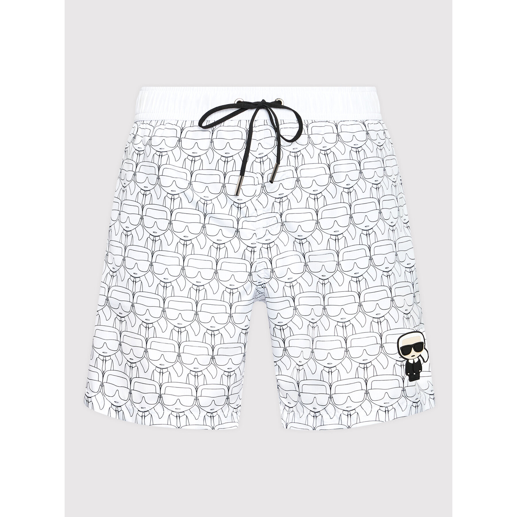 KARL LAGERFELD Pantaloni scurți pentru înot Ikonic All-Over KL22MBM10 Alb Regular Fit - Pled.ro