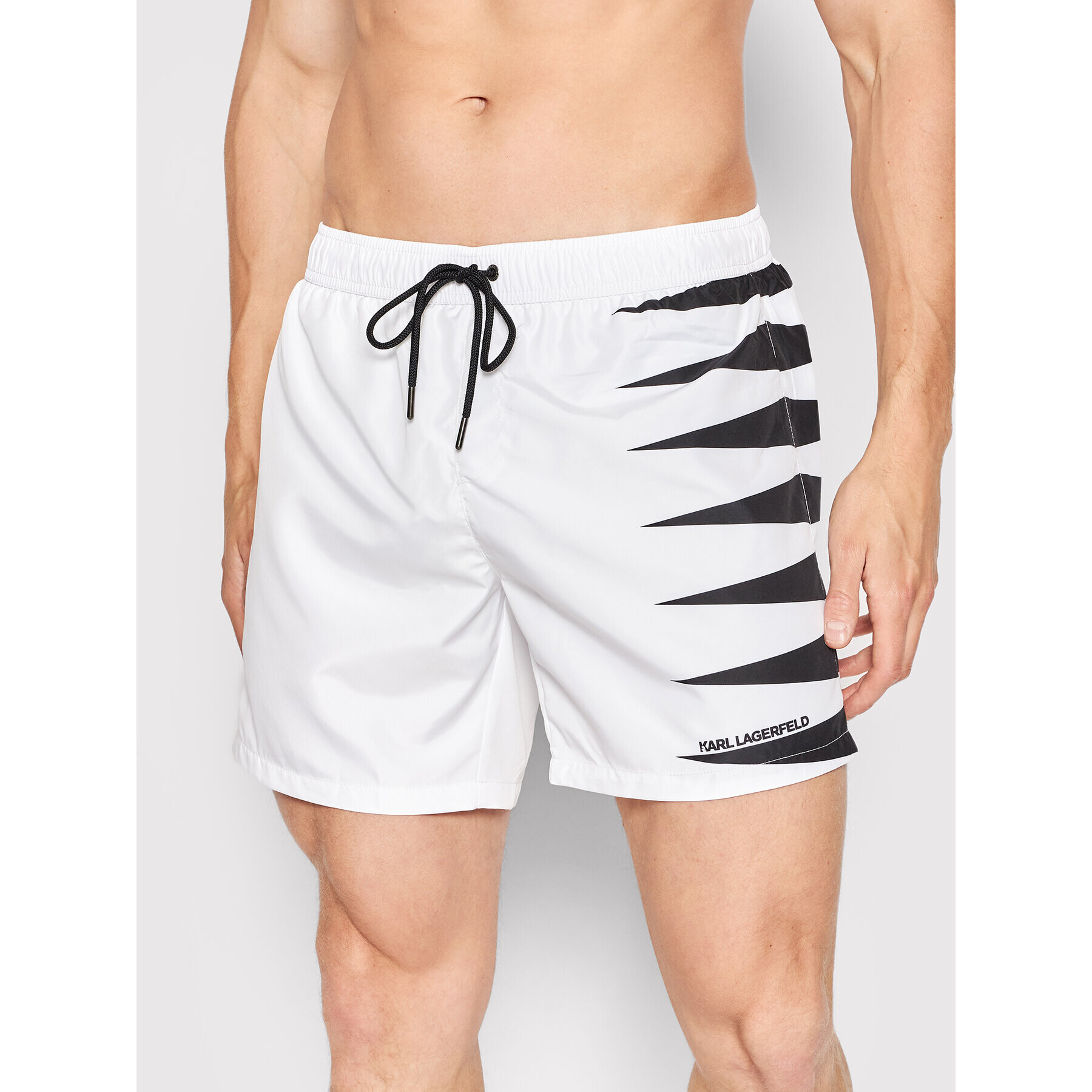 KARL LAGERFELD Pantaloni scurți pentru înot Tribal KL22MBM02 Alb Regular Fit - Pled.ro