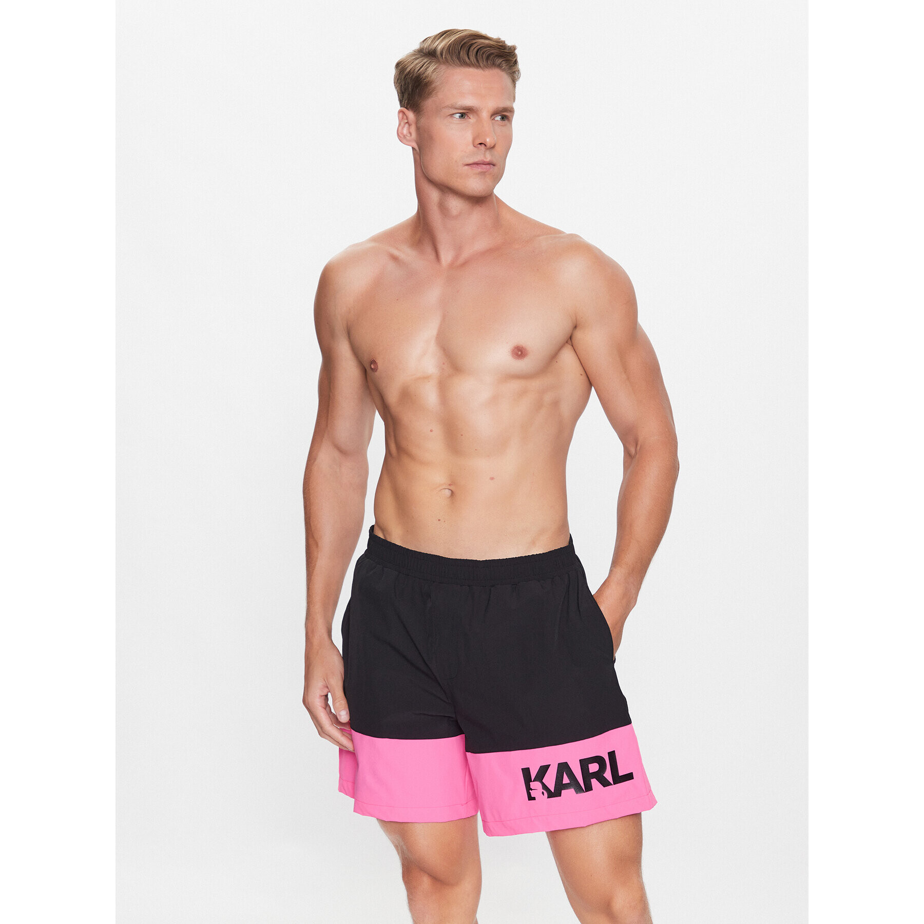 KARL LAGERFELD Pantaloni scurți pentru înot 230M2206 Negru Regular Fit - Pled.ro