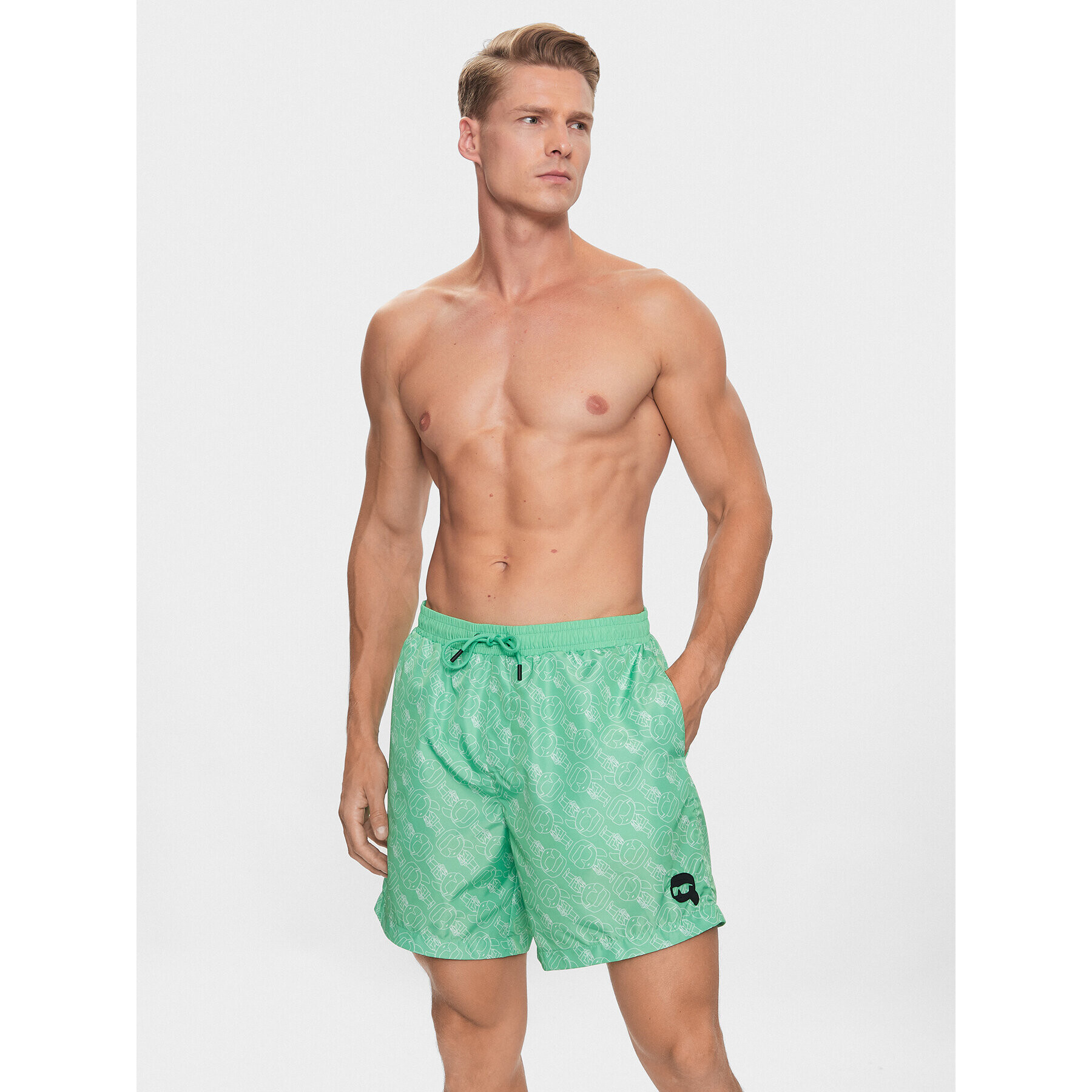 KARL LAGERFELD Pantaloni scurți pentru înot Ikonik 2.0 230M2212 Verde Regular Fit - Pled.ro