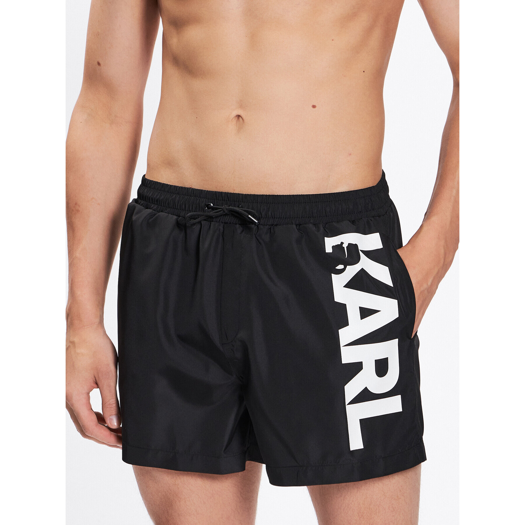 KARL LAGERFELD Pantaloni scurți pentru înot Logo 230M2202 Negru Regular Fit - Pled.ro