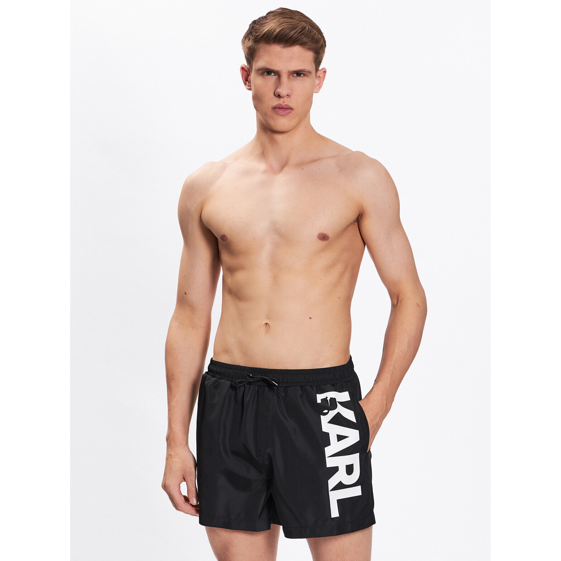 KARL LAGERFELD Pantaloni scurți pentru înot Logo 230M2202 Negru Regular Fit - Pled.ro