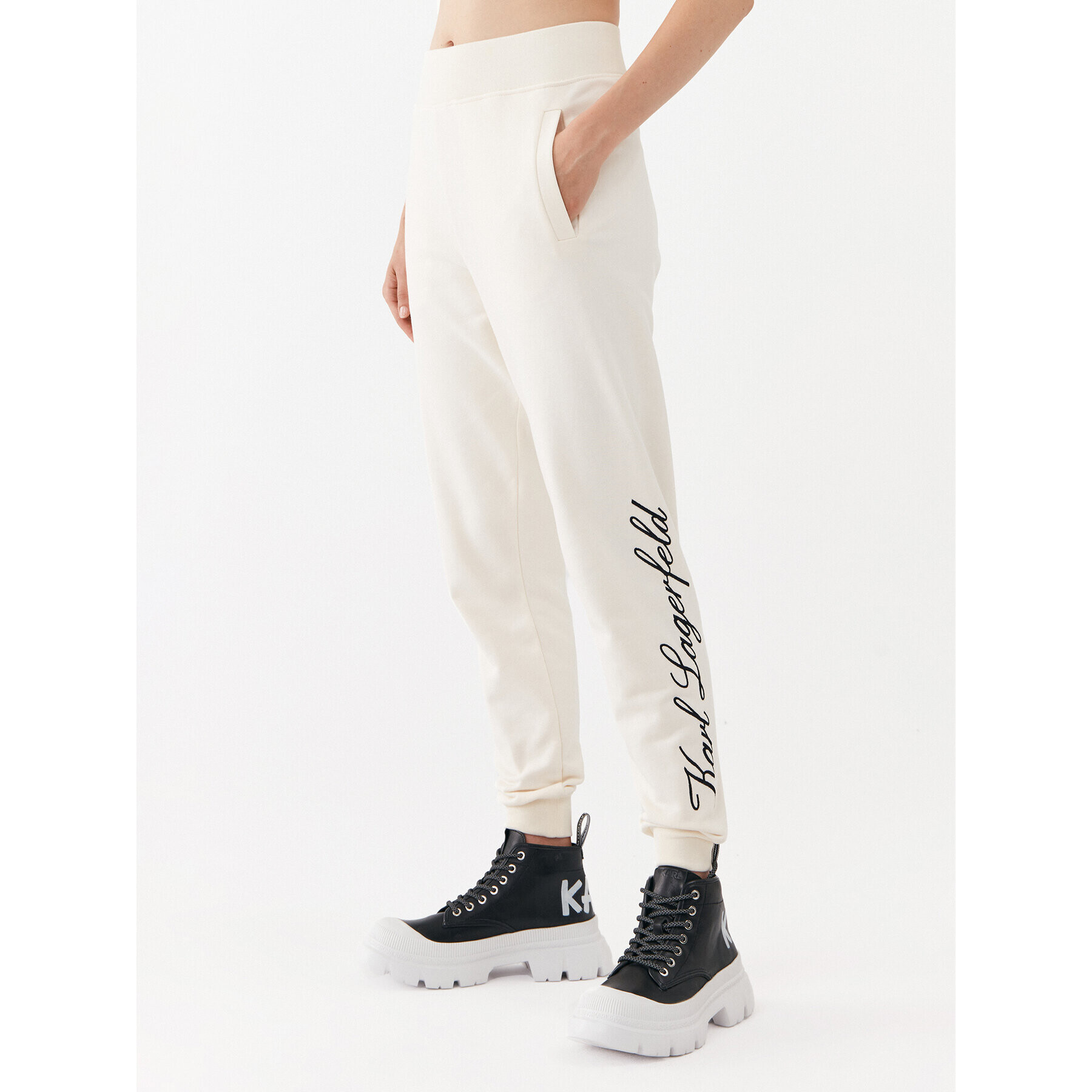 KARL LAGERFELD Pantaloni trening 231W1050 Écru Regular Fit - Pled.ro