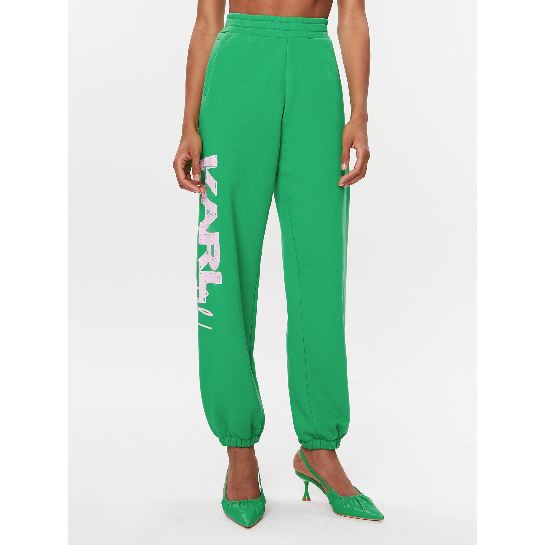 KARL LAGERFELD Pantaloni trening 235W1052 Verde Relaxed Fit - Pled.ro