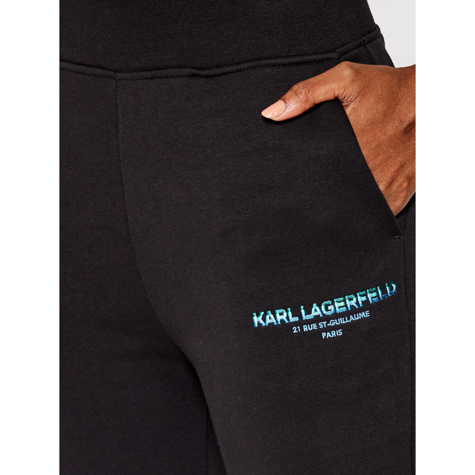 KARL LAGERFELD Pantaloni trening Graphic Logo 215W1051 Negru Slim Fit - Pled.ro